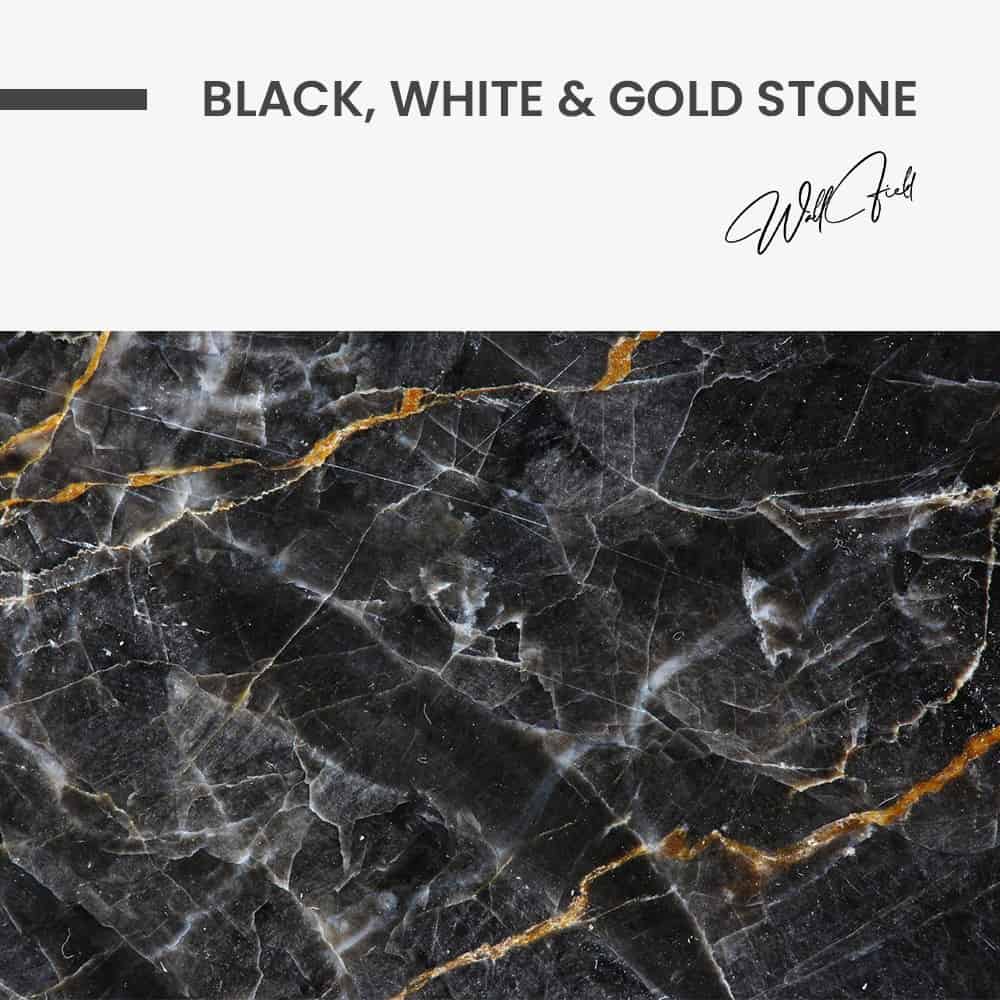 Black,  White & Gold Stone – Glass