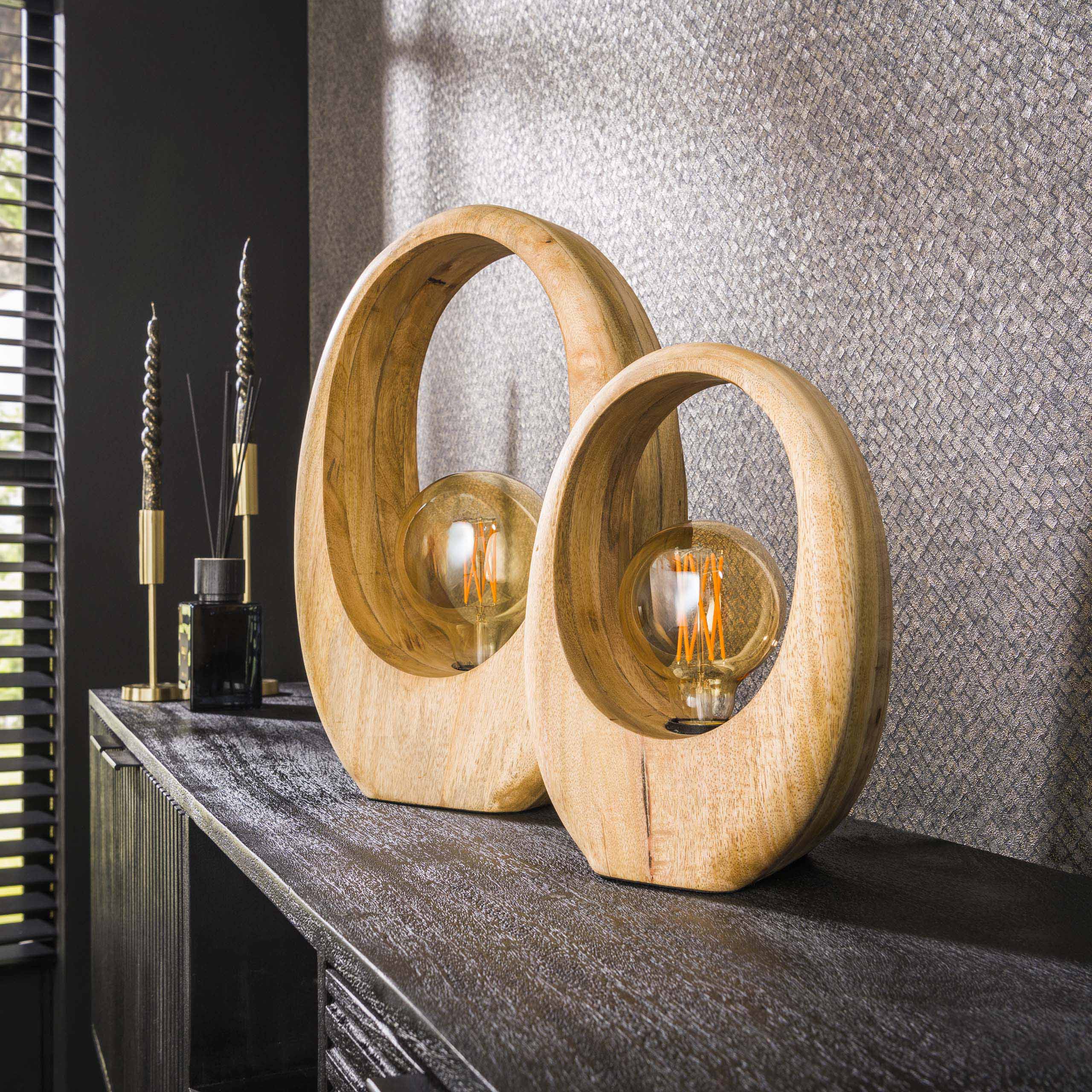 Tischlampe 1L Bogenholz / Mango massiv natur