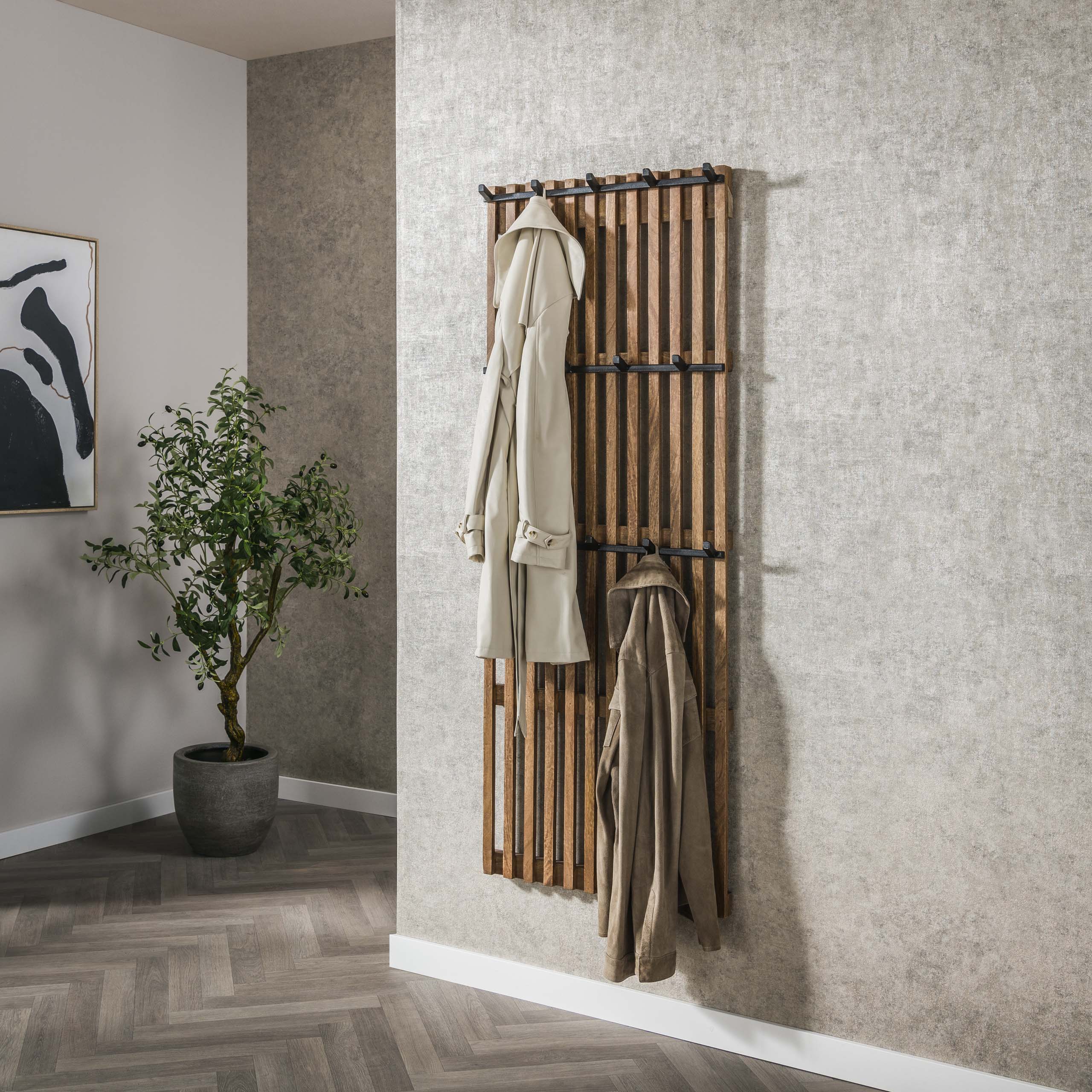 Garderobenständer 14 Haken Tweak / Solide Mango-Sandfarbe