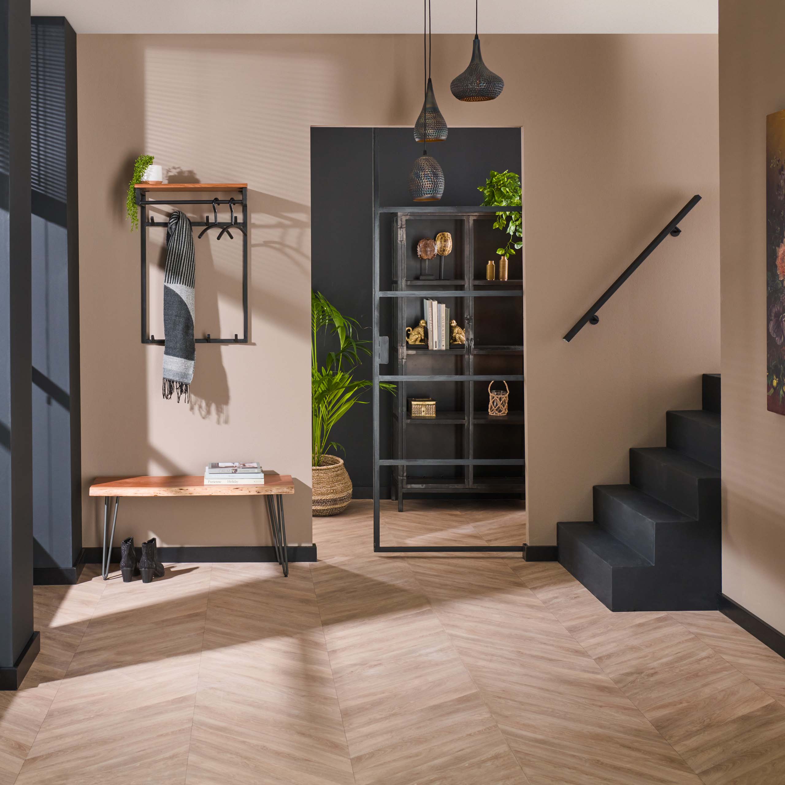 Garderobenständer nach Maß hoch 2x4 Haken / Massive Akazie natur