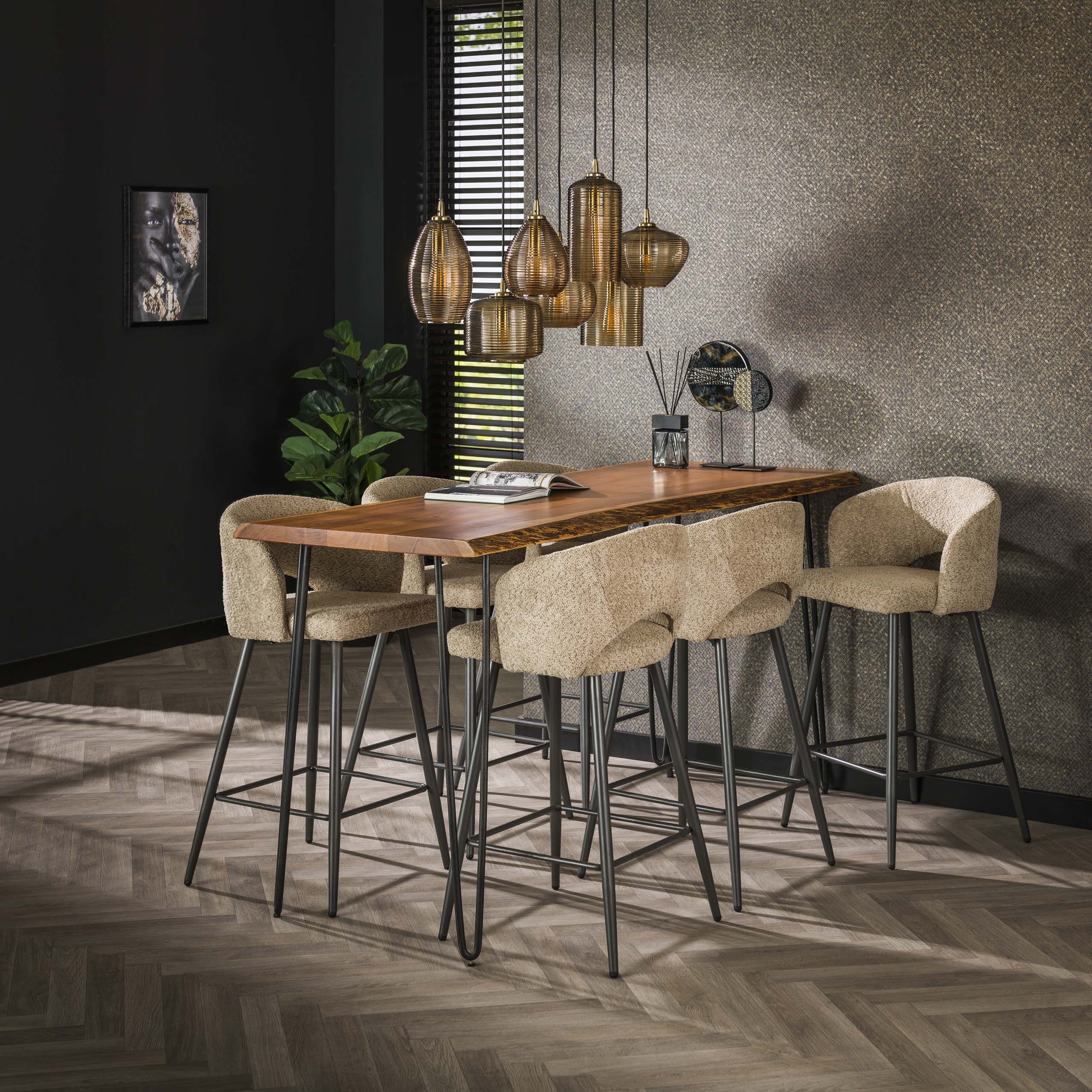 Barstuhl Salon – 2er-Set – Bouclé-Sand