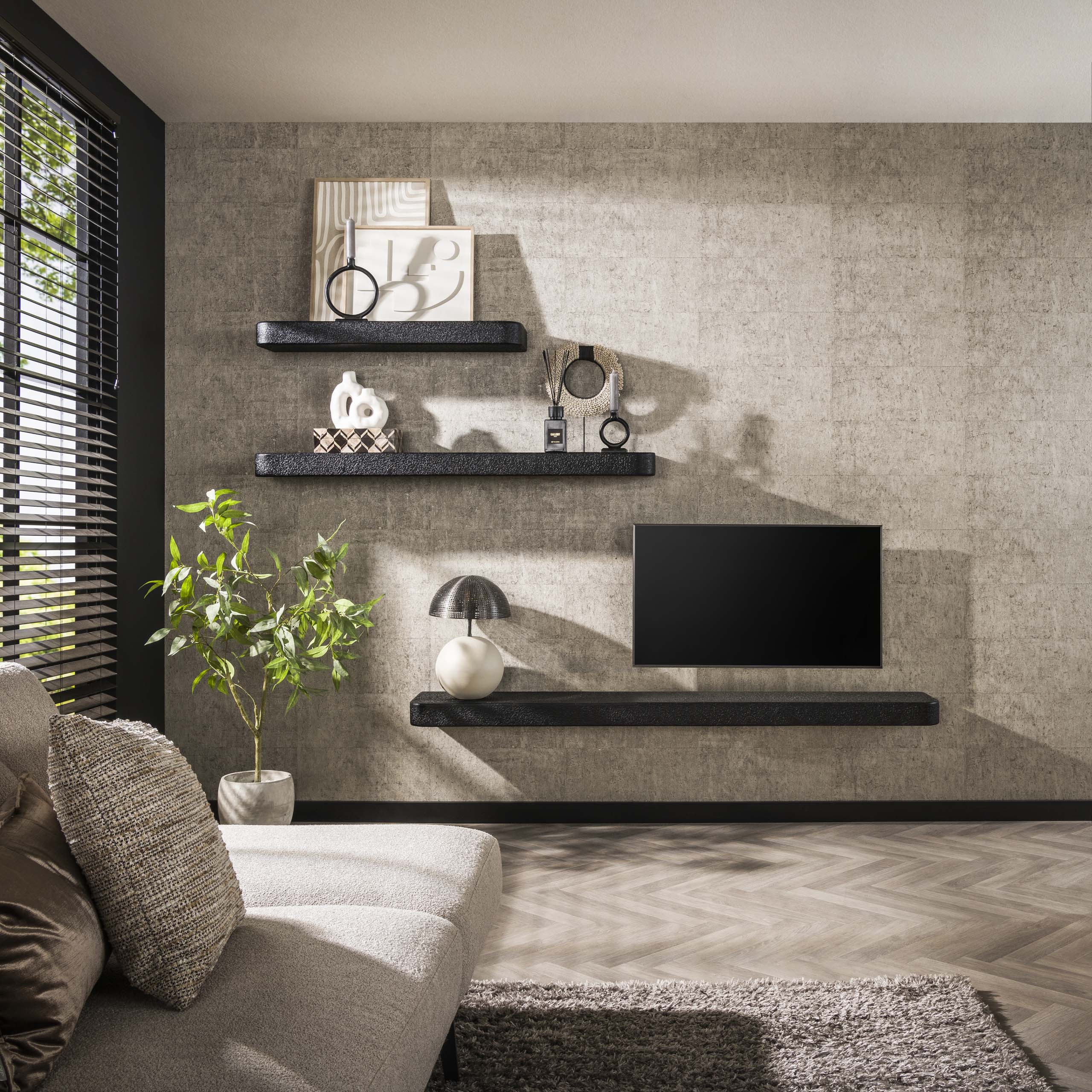 Wandregal 100 cm metallisch / grau