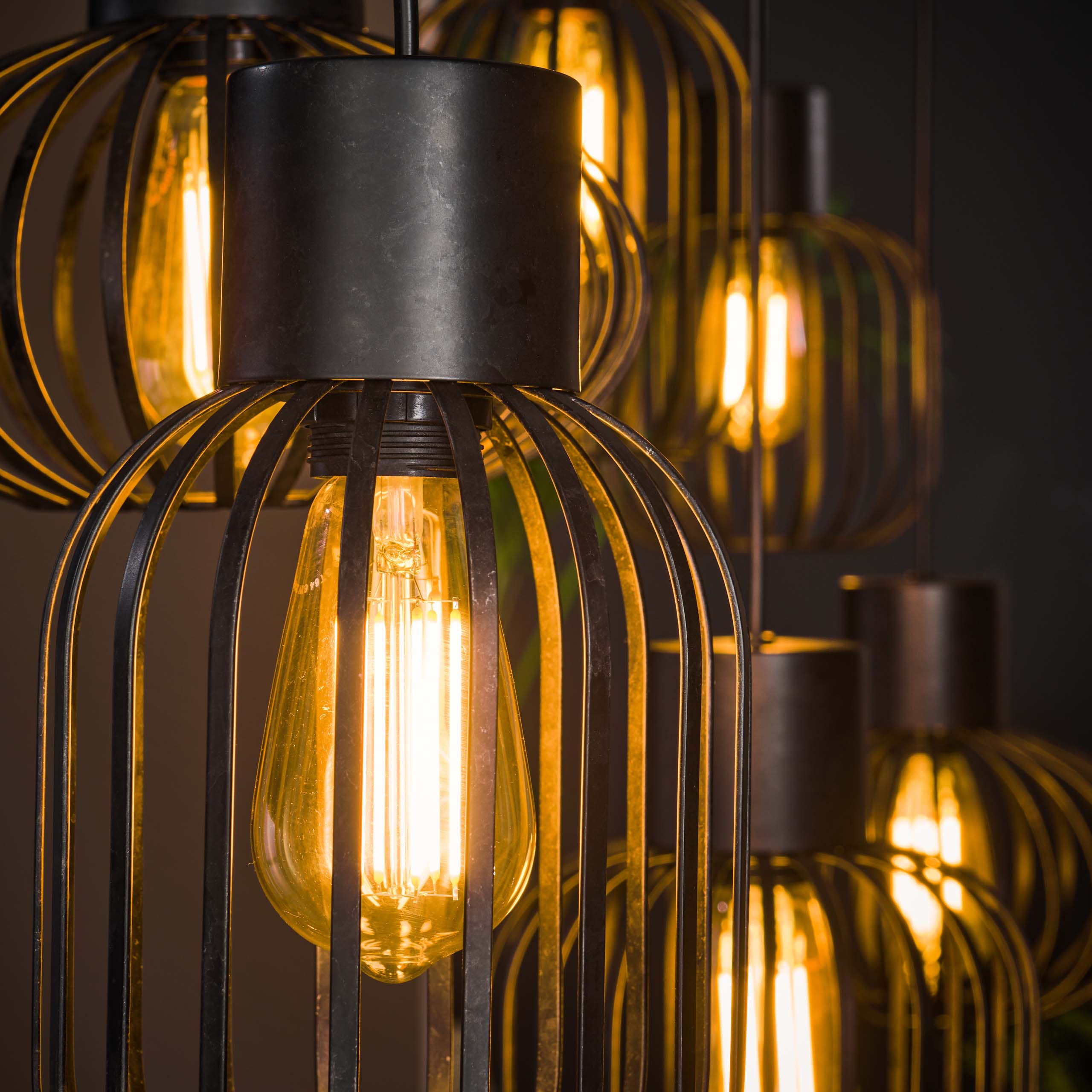 Hängelampe 3+3 Mix Metall/Anthrazit