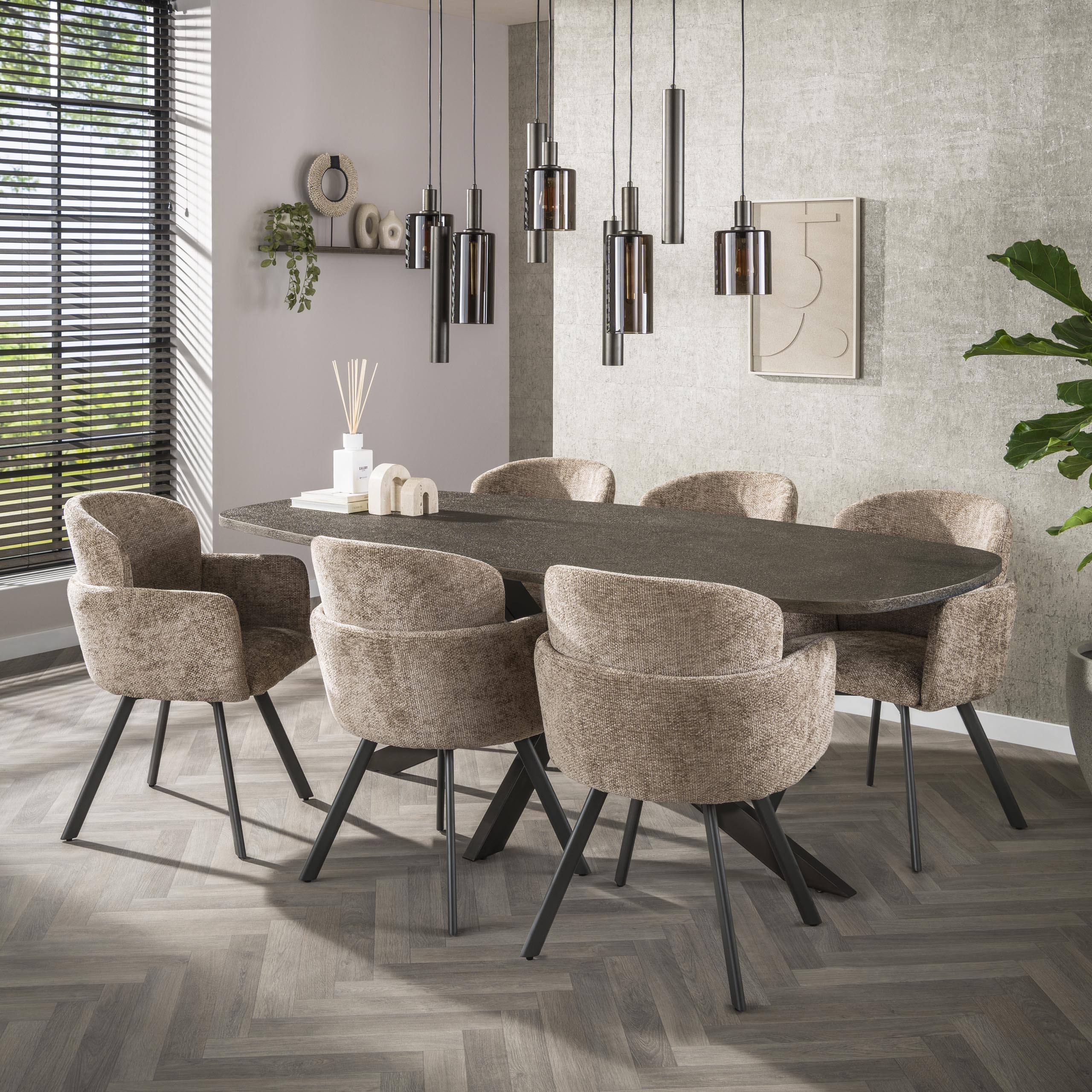 Bronvik Dänischer ovaler Esstisch 215 cm – Bronzefarbenes Flüssigmetall