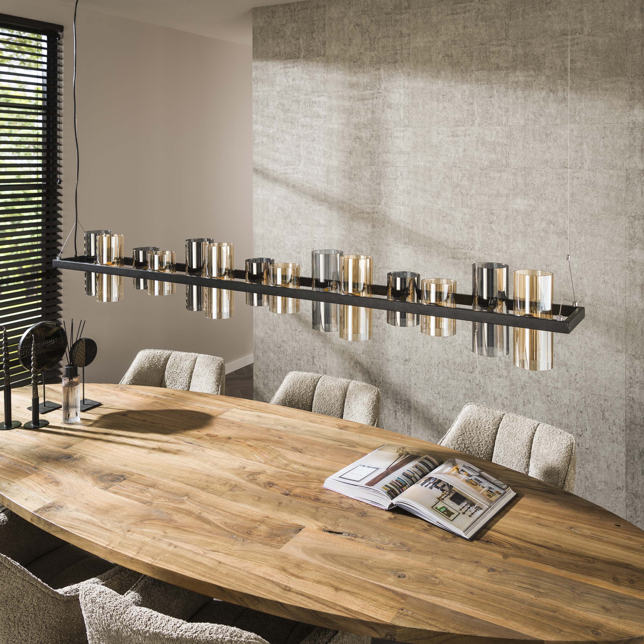 Hängelampe 14L Zylinder Mischglas (G9) / Artic schwarz