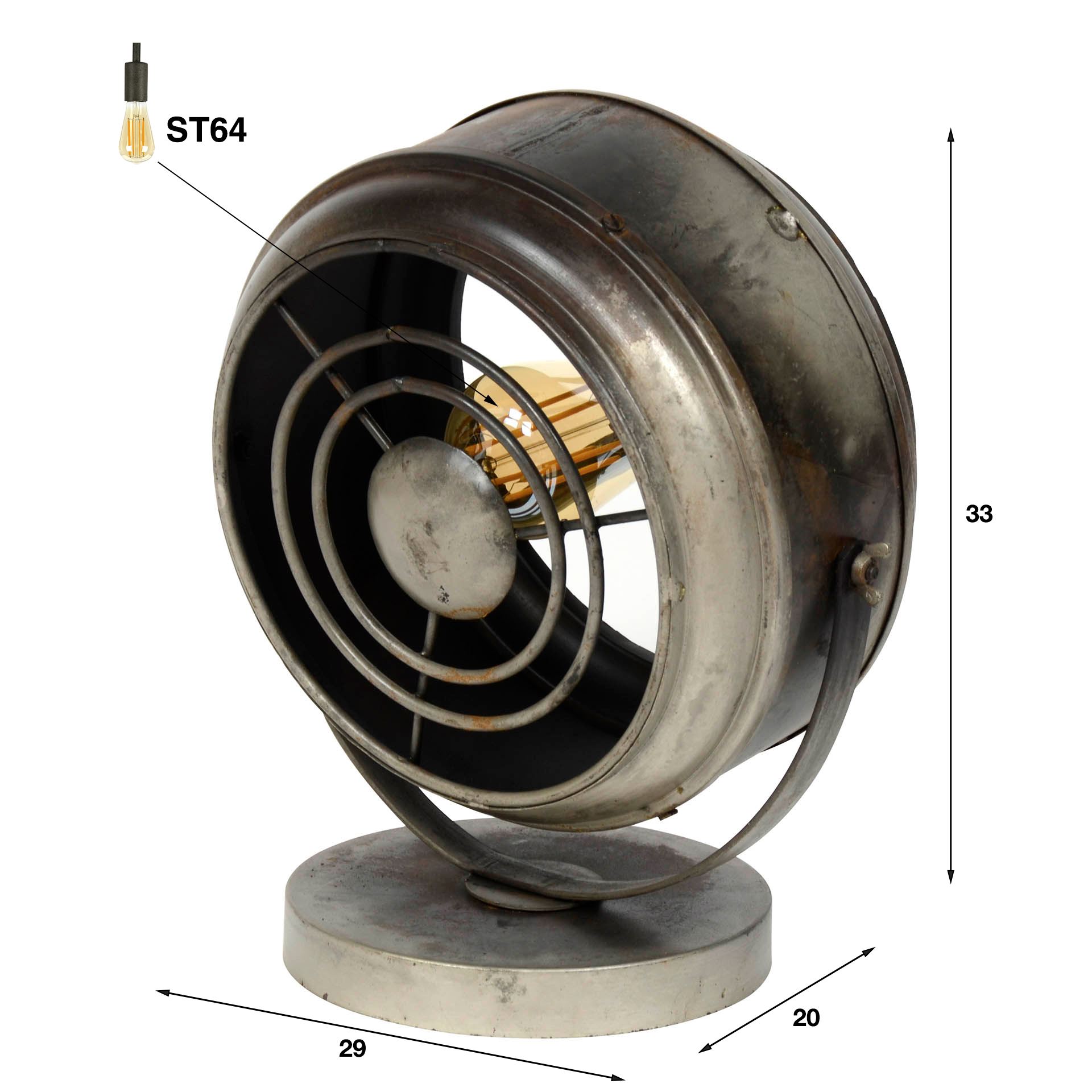 Tischleuchte Balken / Altsilber