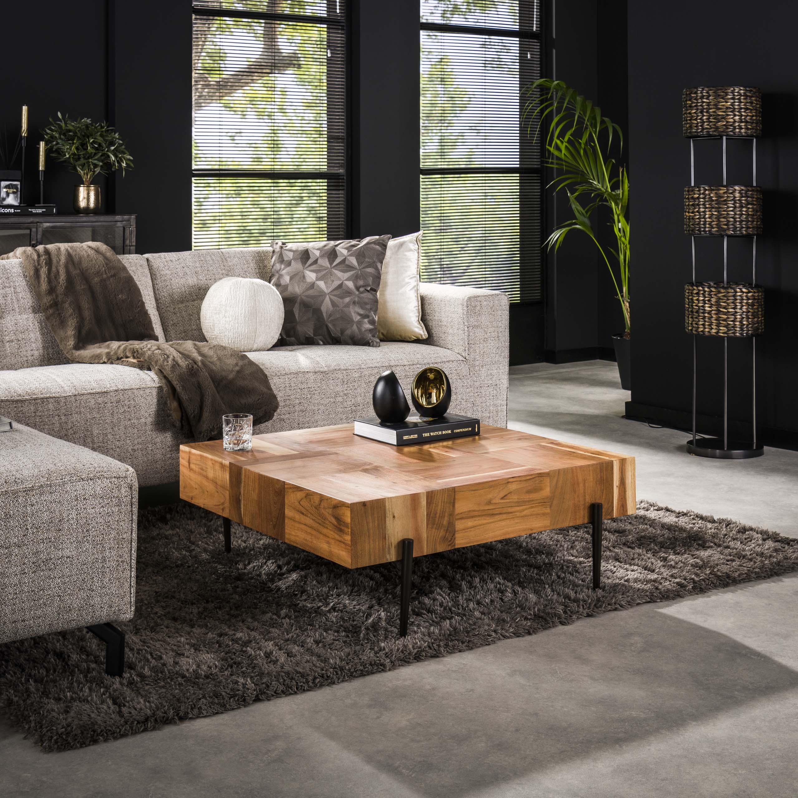 Couchtisch Blocks 90x90 - Massive Akazie natur