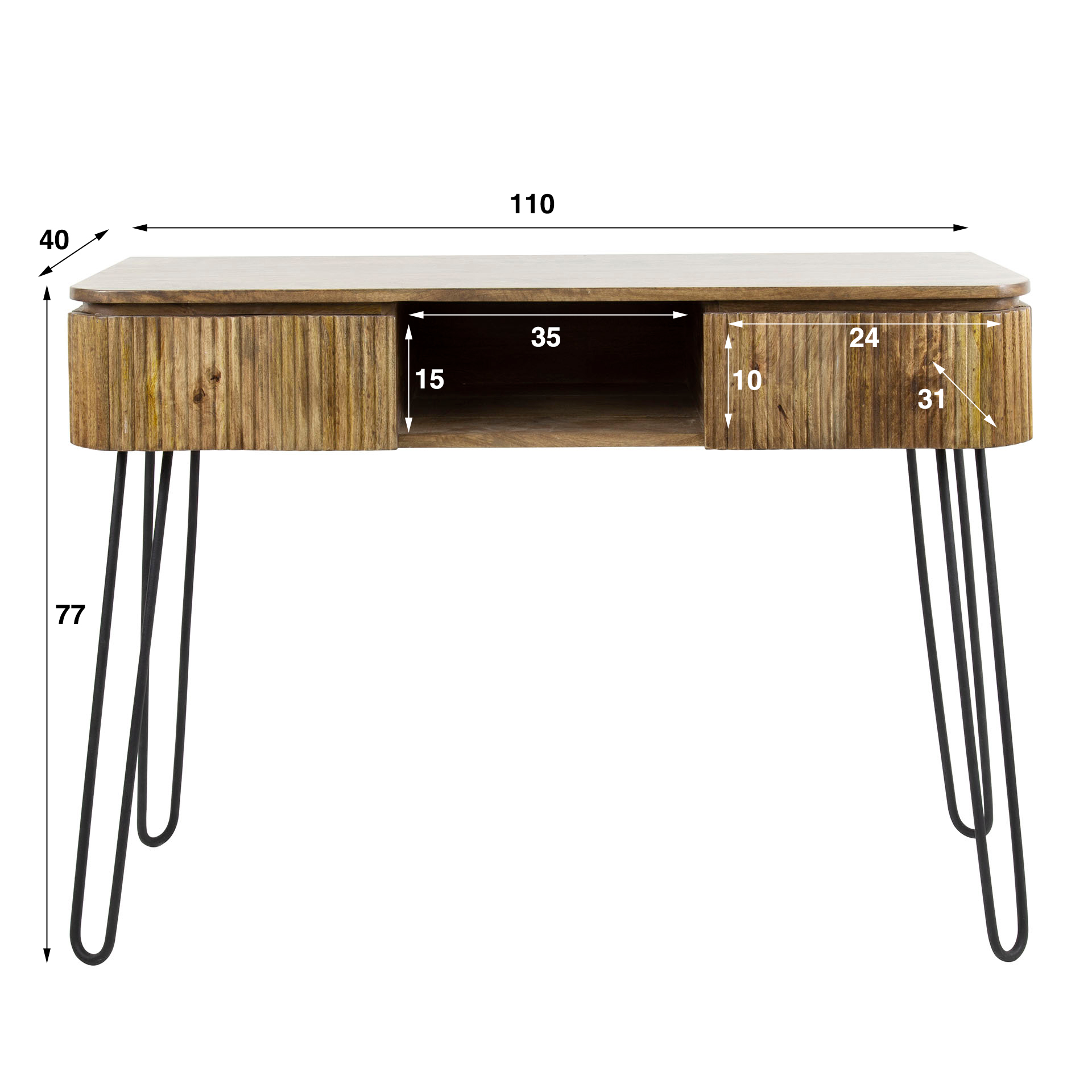 Schminktisch 2L Wave / Massive Mango-Sandfarbe