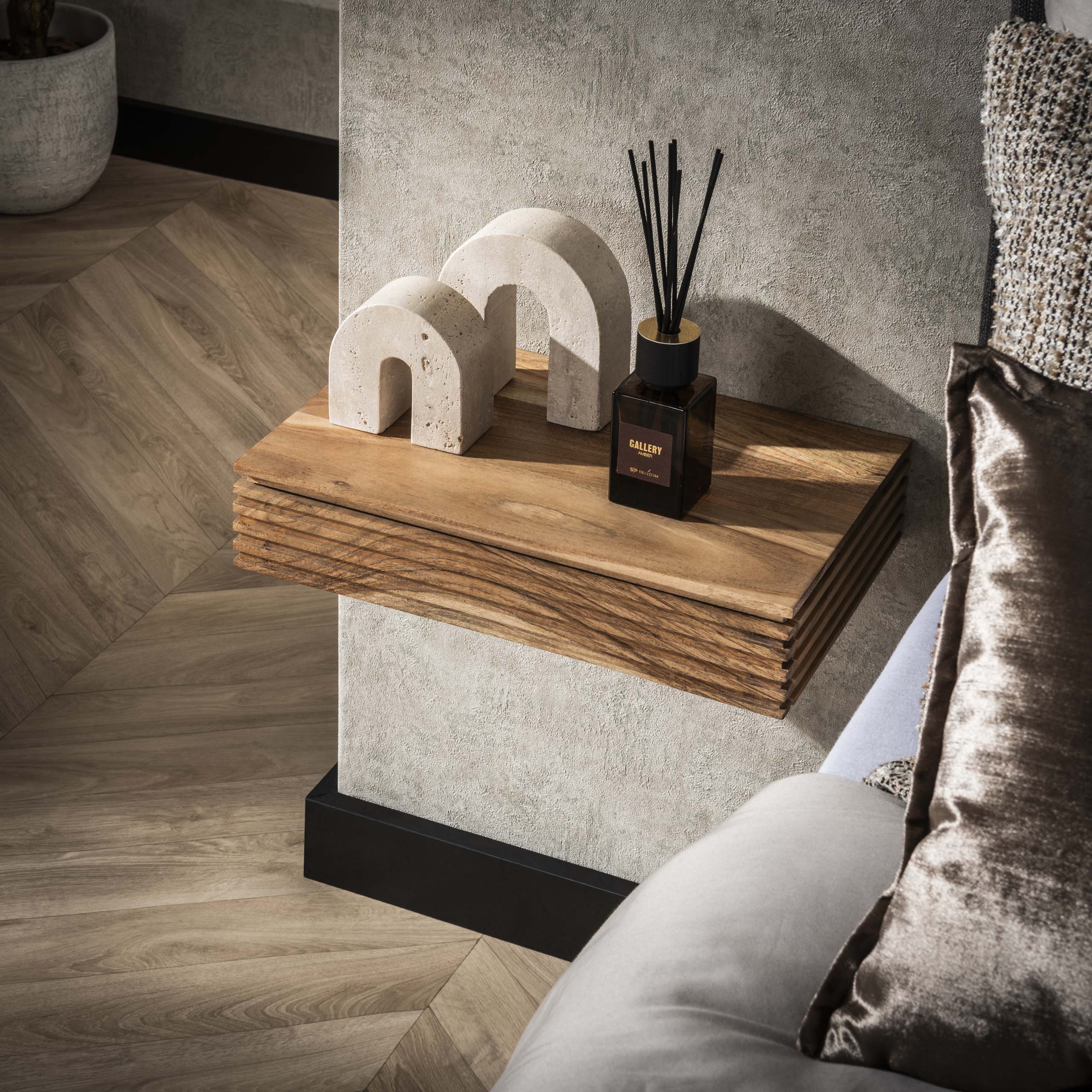 Nachttisch Layer L 1 Schublade – 2er-Set – Massive Akazie