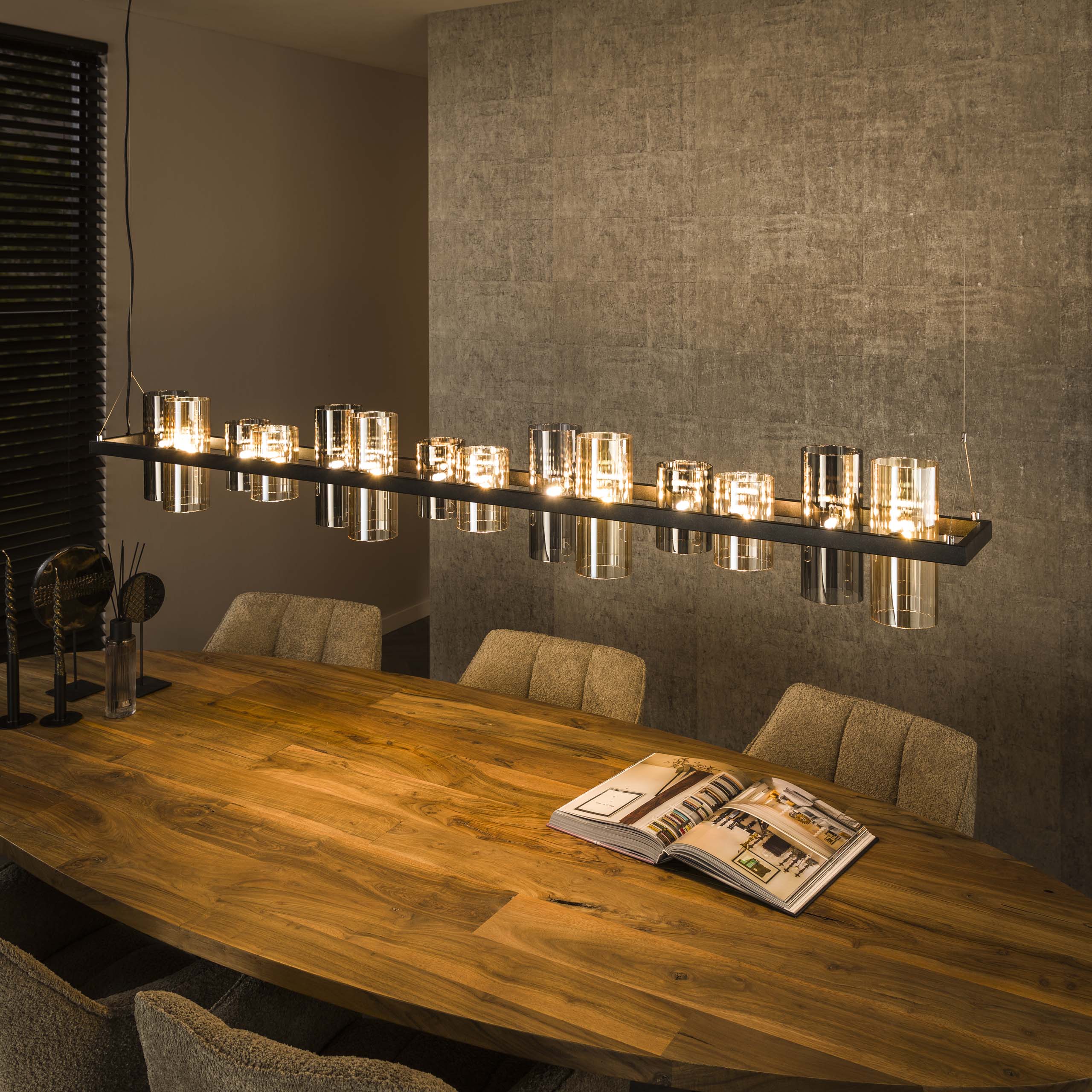 Hängelampe 14L Zylinder Mischglas (G9) / Artic schwarz