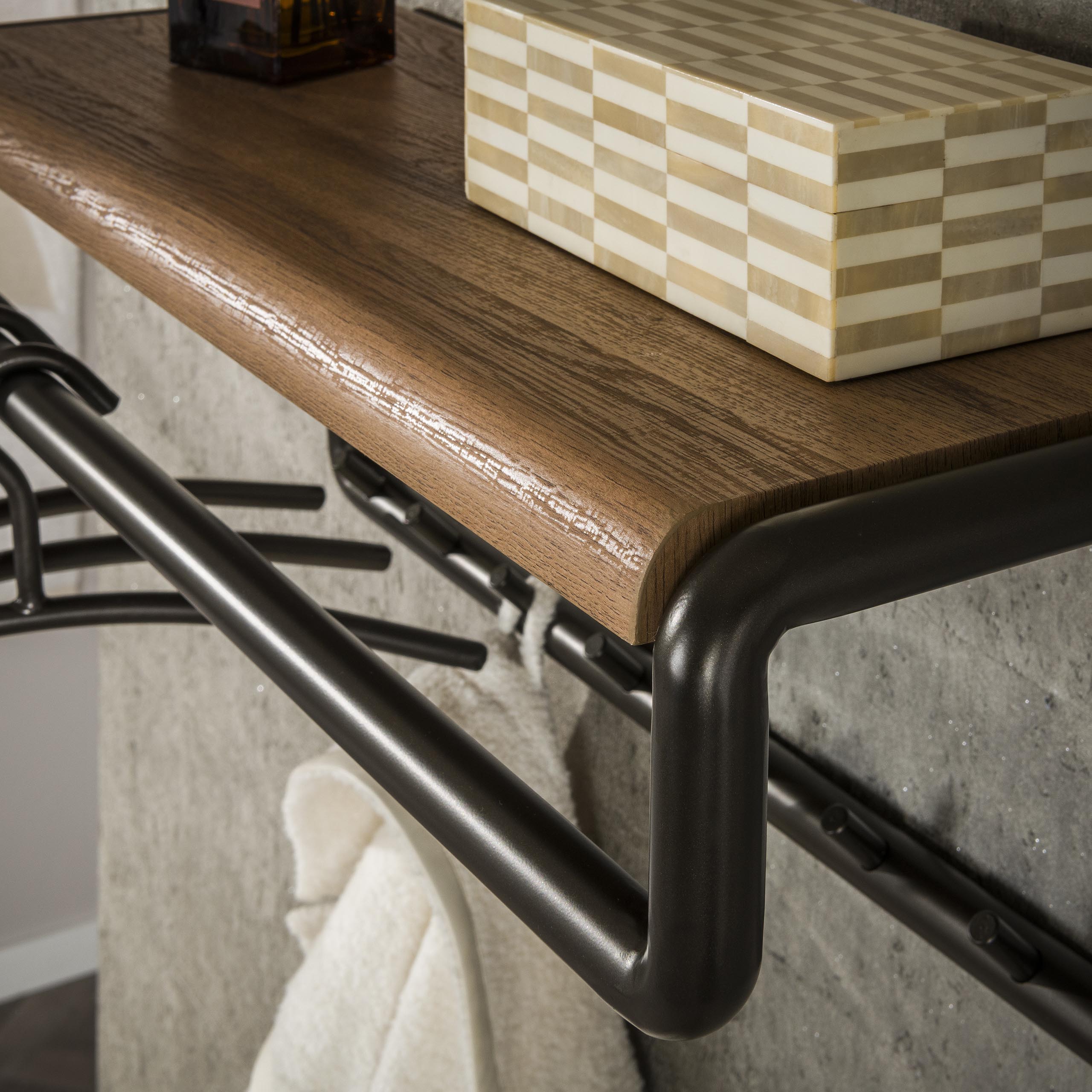 Garderobe Luno Stange & Hutablage 8 Haken – Driftbraun