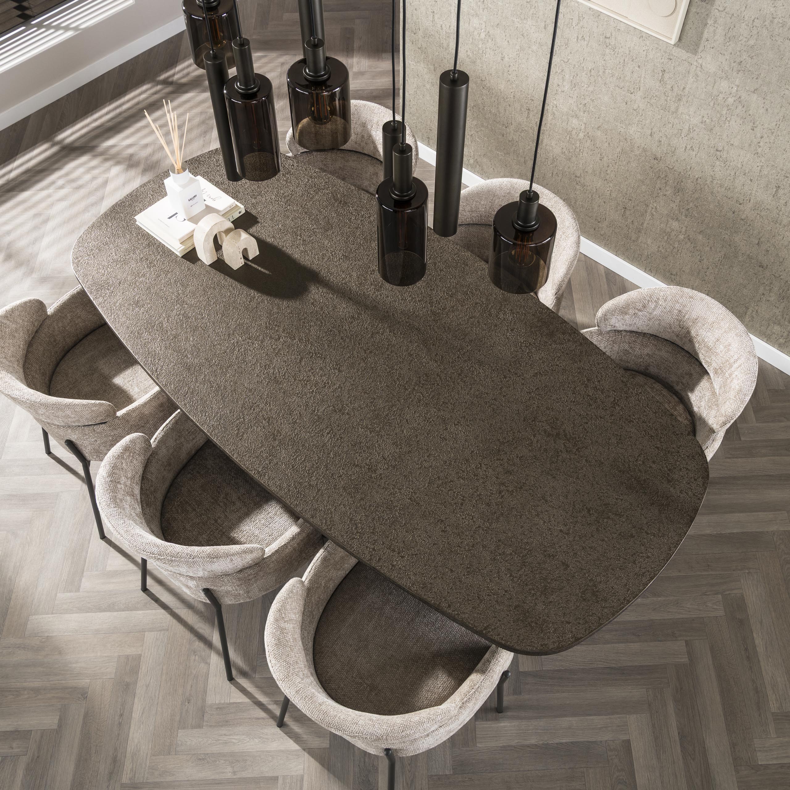 Bronvik Dänischer ovaler Esstisch 215 cm – Bronzefarbenes Flüssigmetall