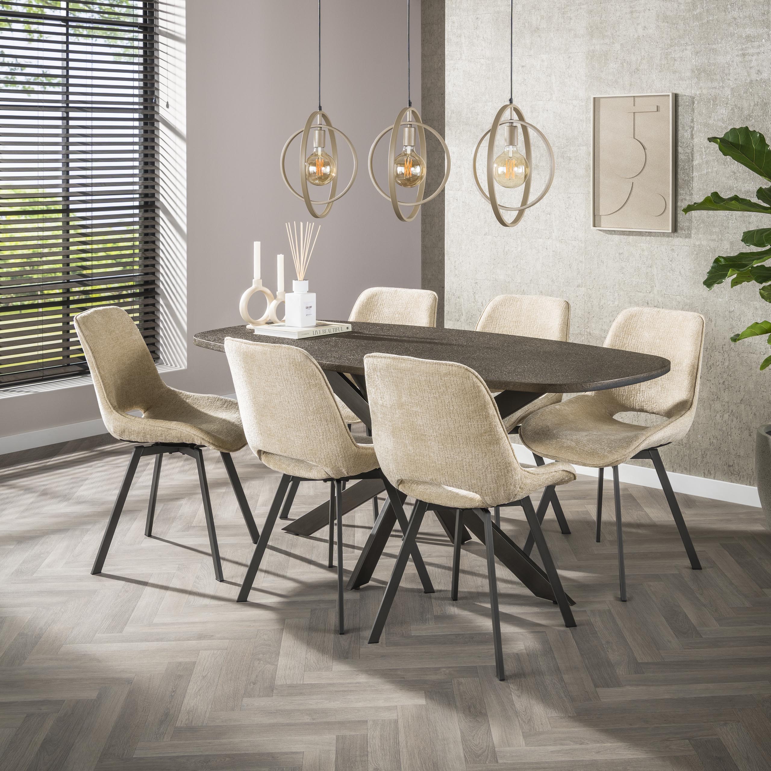 Hängelampe Turn Around 3-flammig - Beige