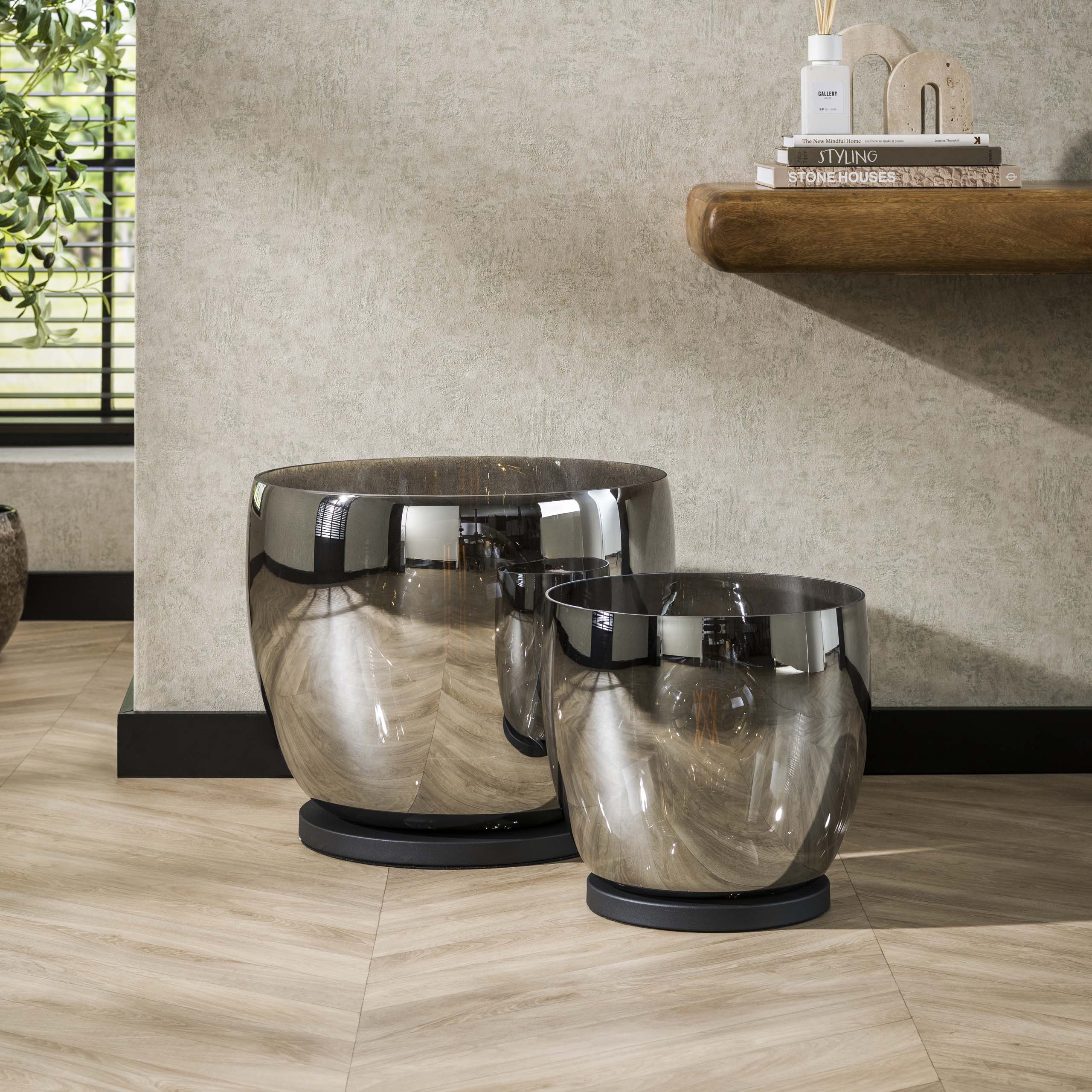 Stehleuchte UP XXL 1-flammig – Rauchgraues Glas