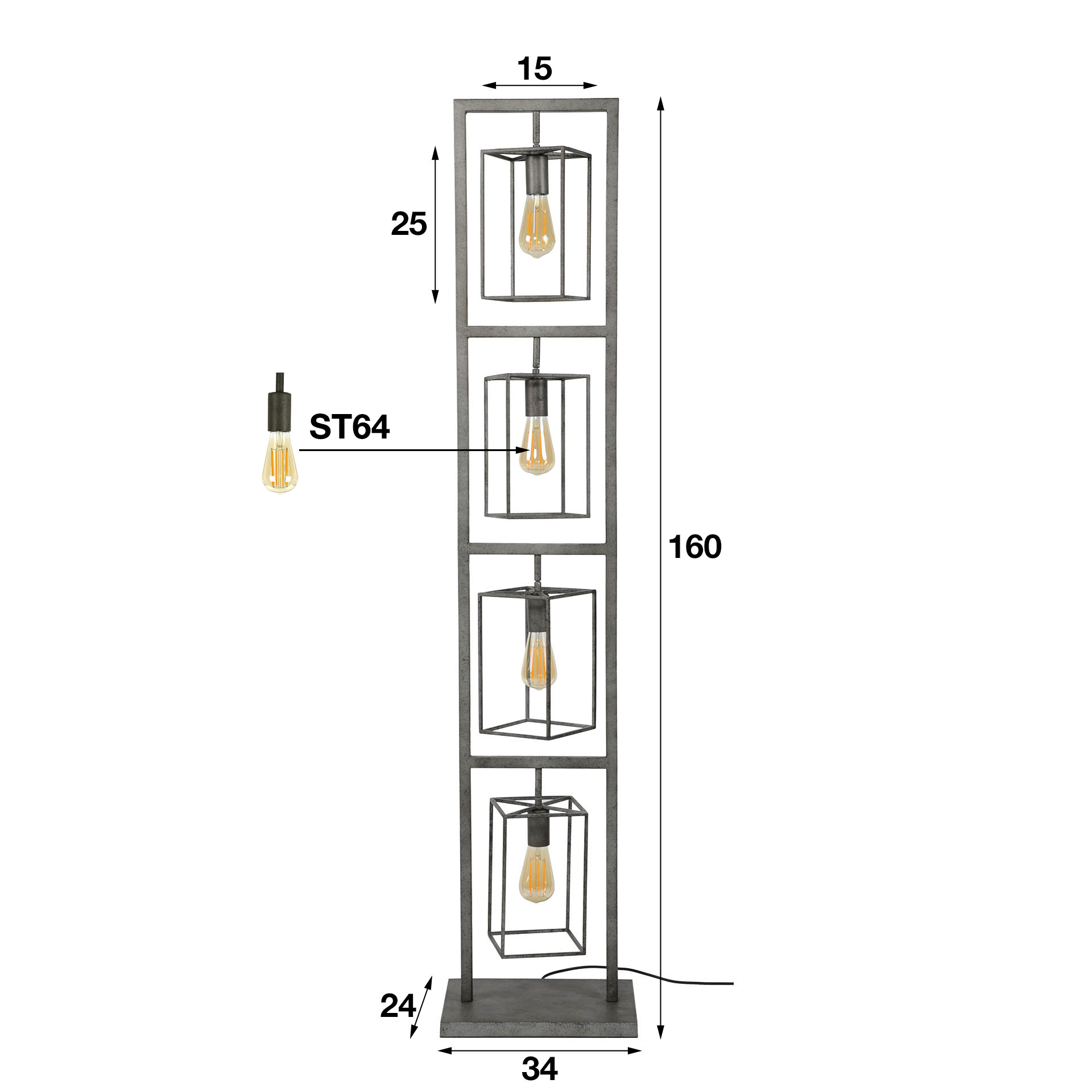 Stehleuchte 4L Eckig