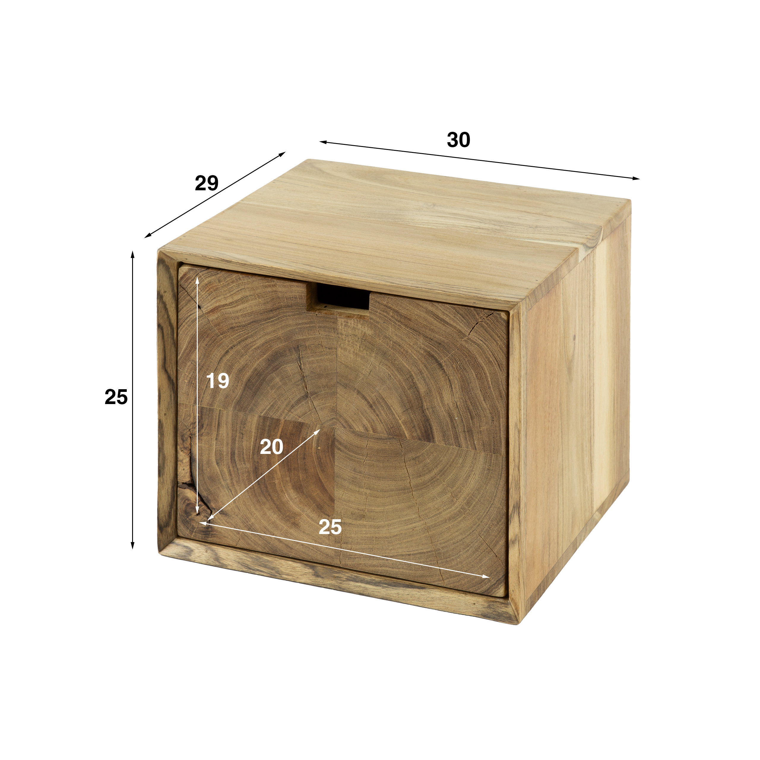 Nachttisch Block Floating 1 Schublade – Massive Akazie