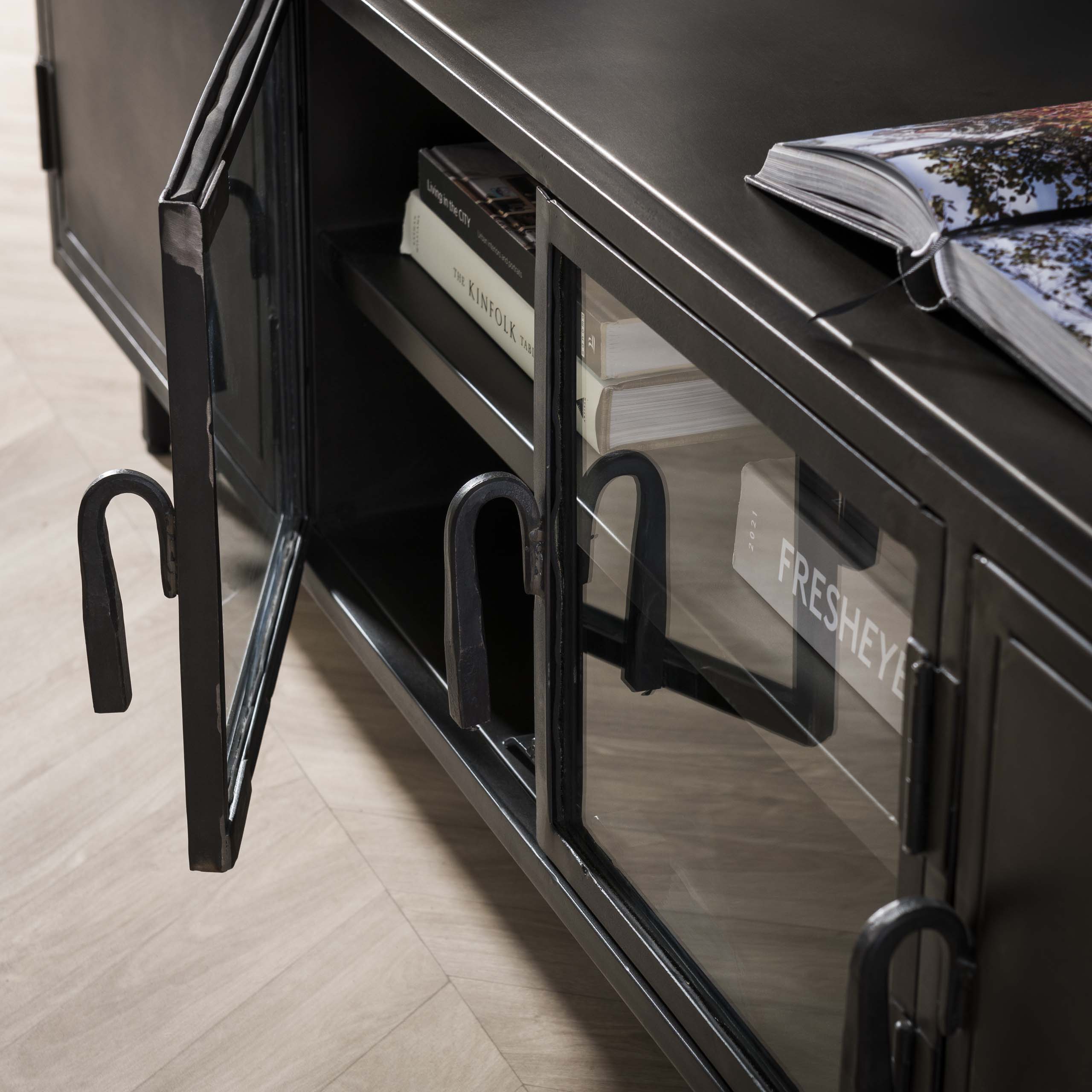 TV-Schrank 180 cm Rift Metal / Gun Metal