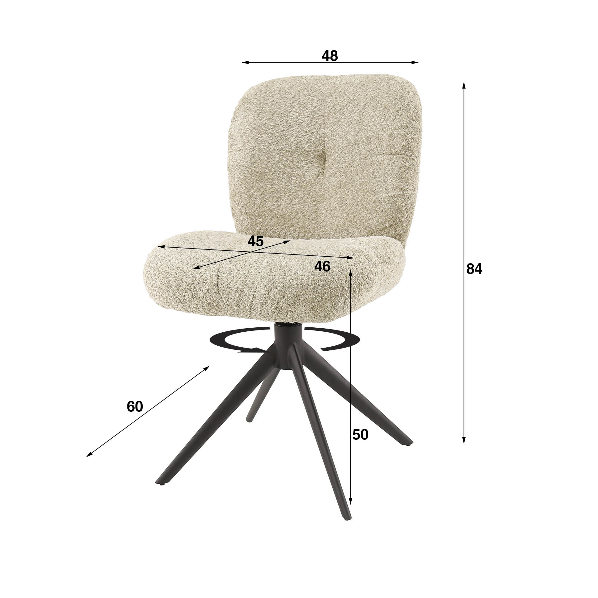 Komfortstuhl drehbar. VPE2 / Boucle-Sandfarbe