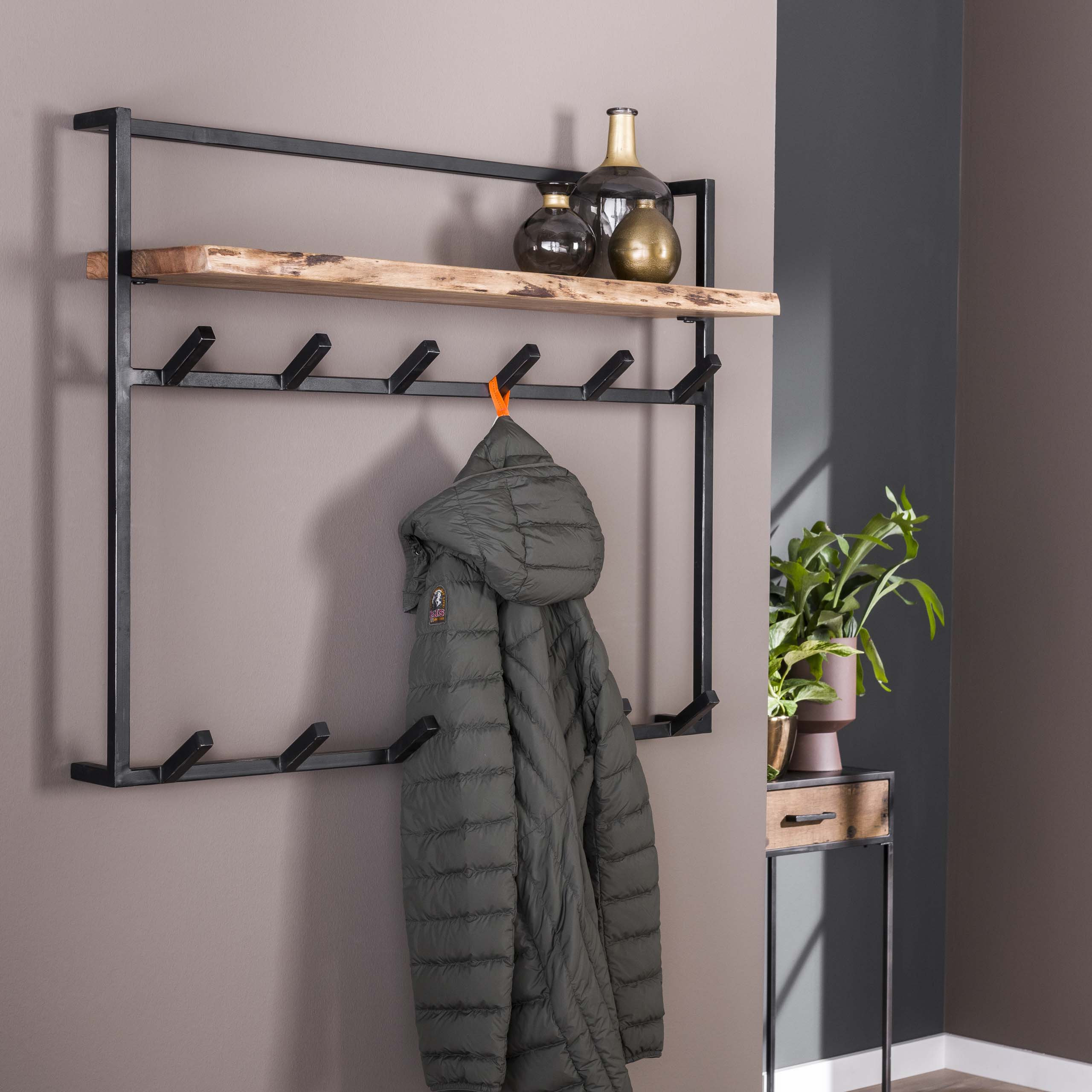 Garderobe Air Solid 12 Haken Hutablage / Massive Akazie natur