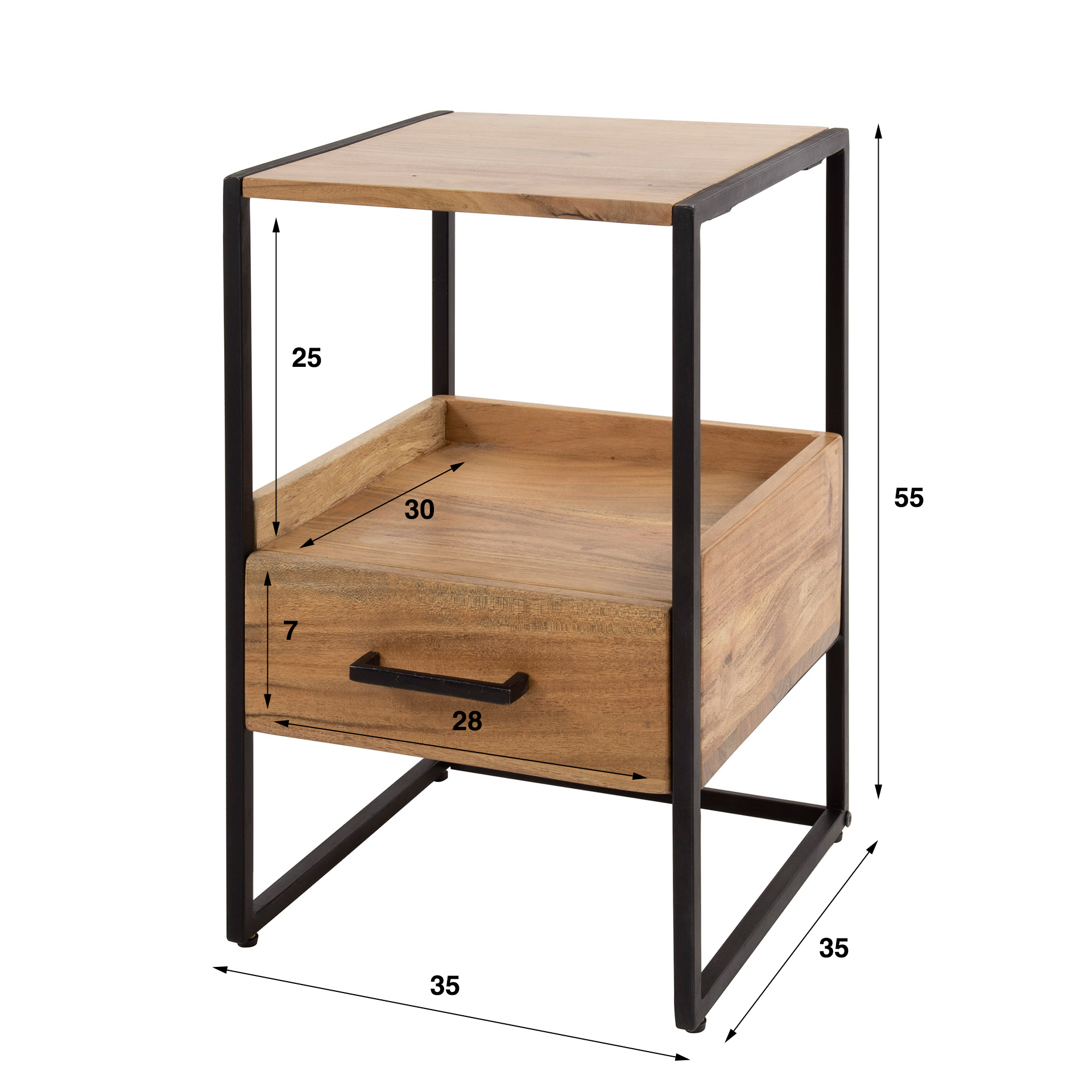 Nachttisch 1L XS Nische / Massive Akazie natur