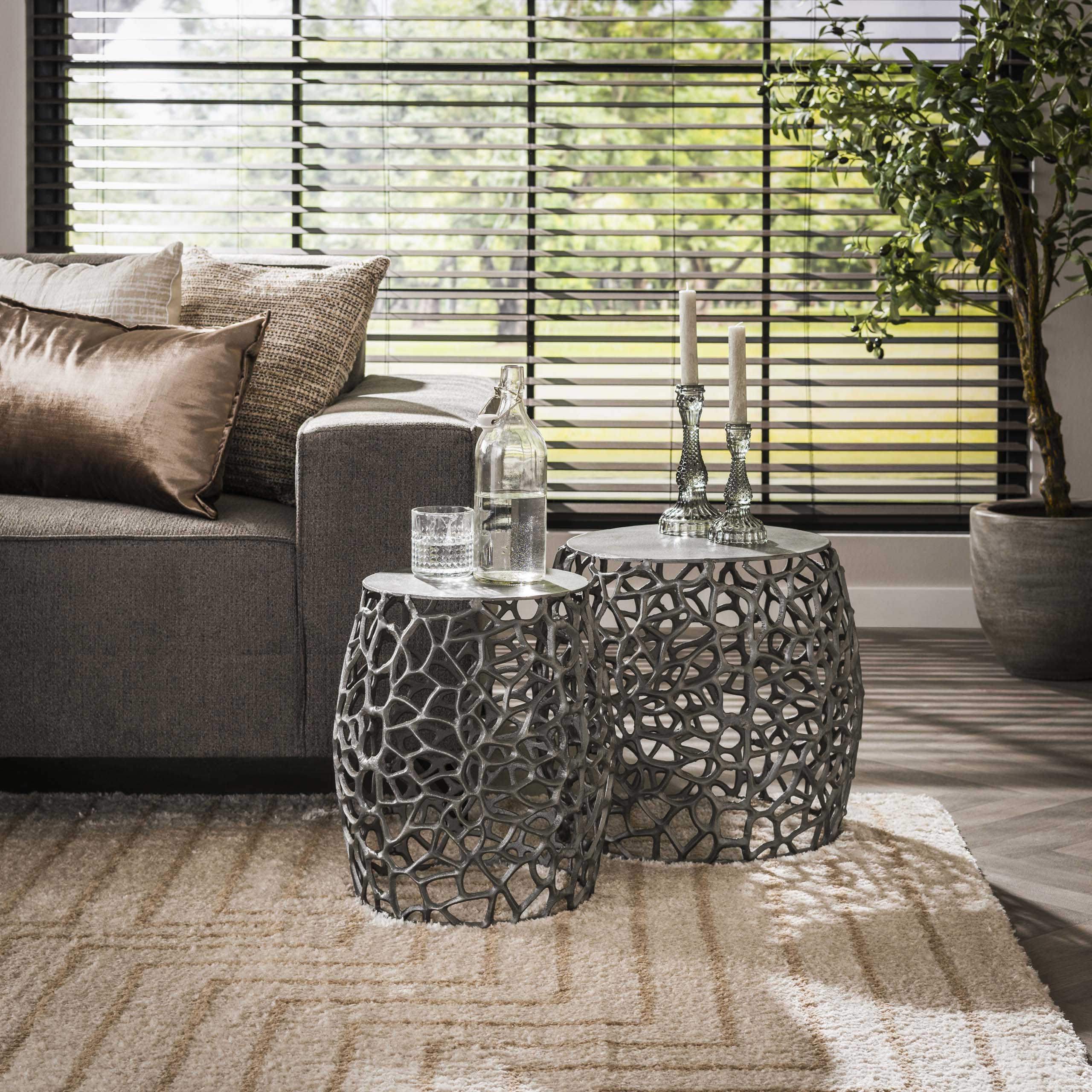 Maze Beistelltisch 2er-Set – Schwarznickel