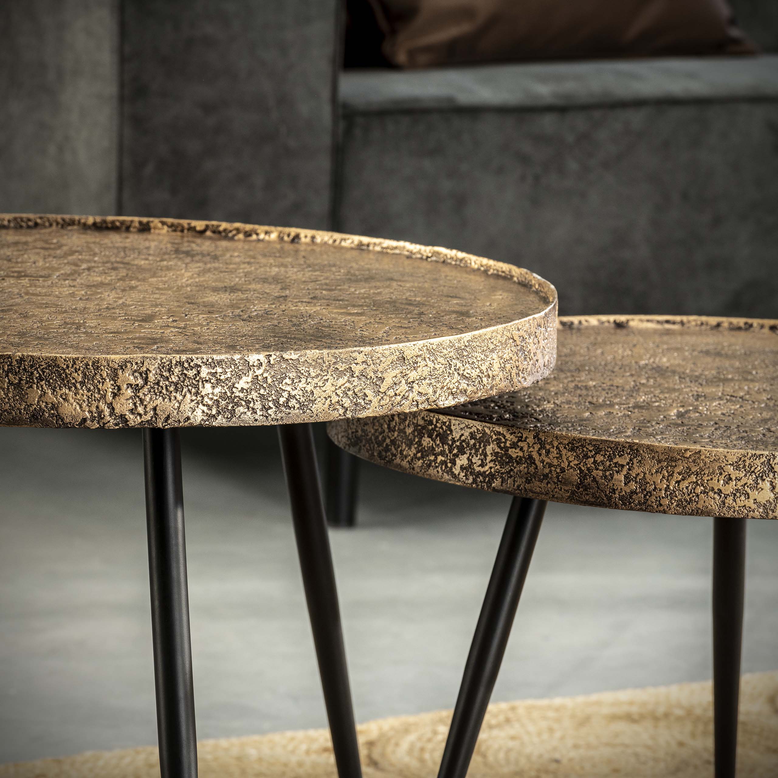Couchtisch Acier Gold Ø55 Set/2
