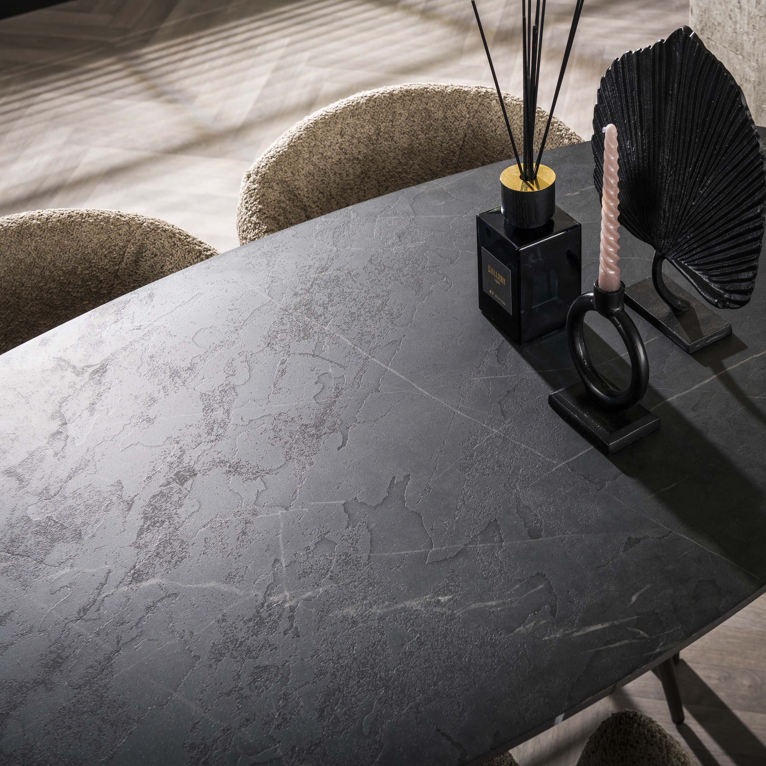 Bartisch Onyx dänisch oval 140 cm – 3D Melamin Graphit