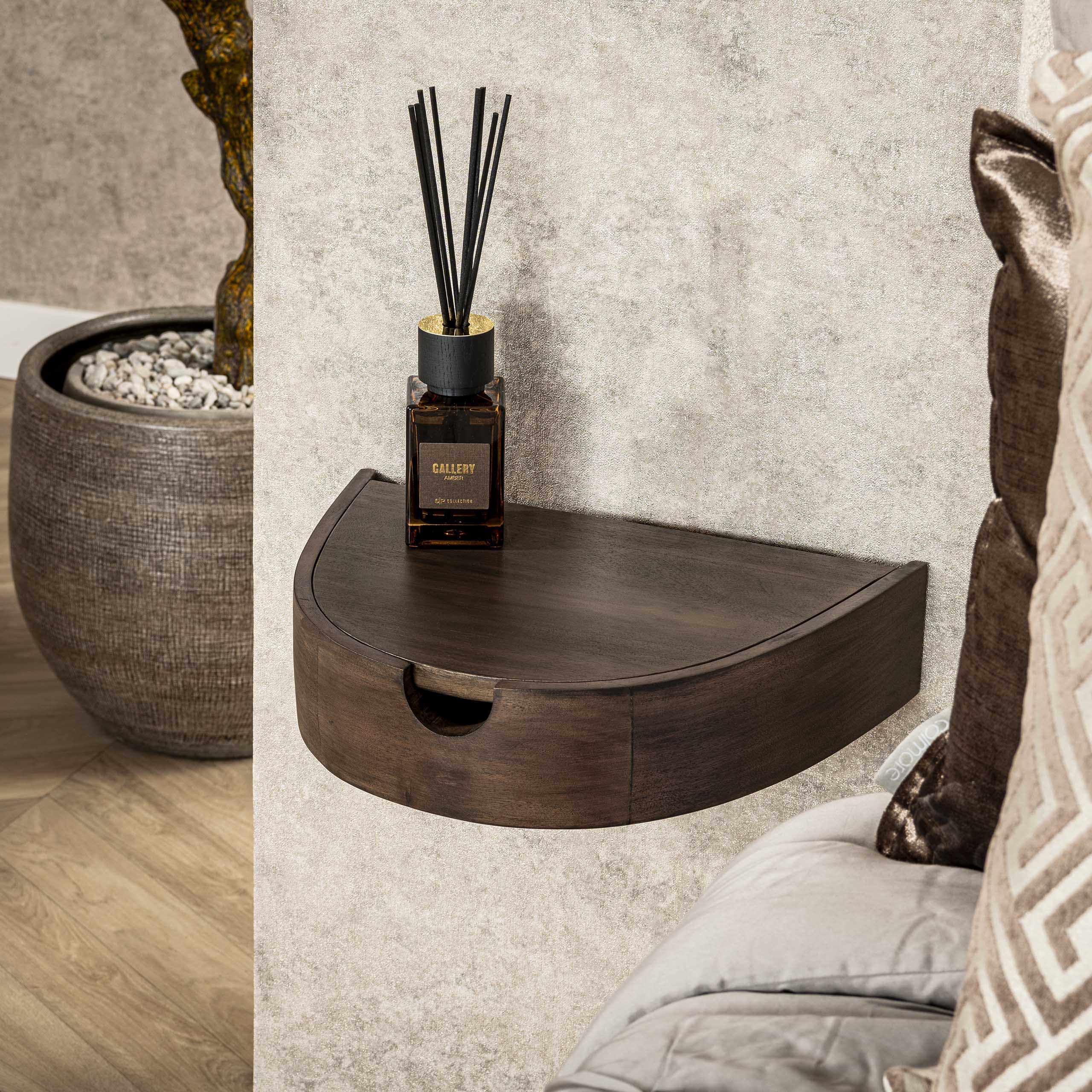 Nachttisch Cove Floating 1 Schublade – 2er-Set – Akazienglasur