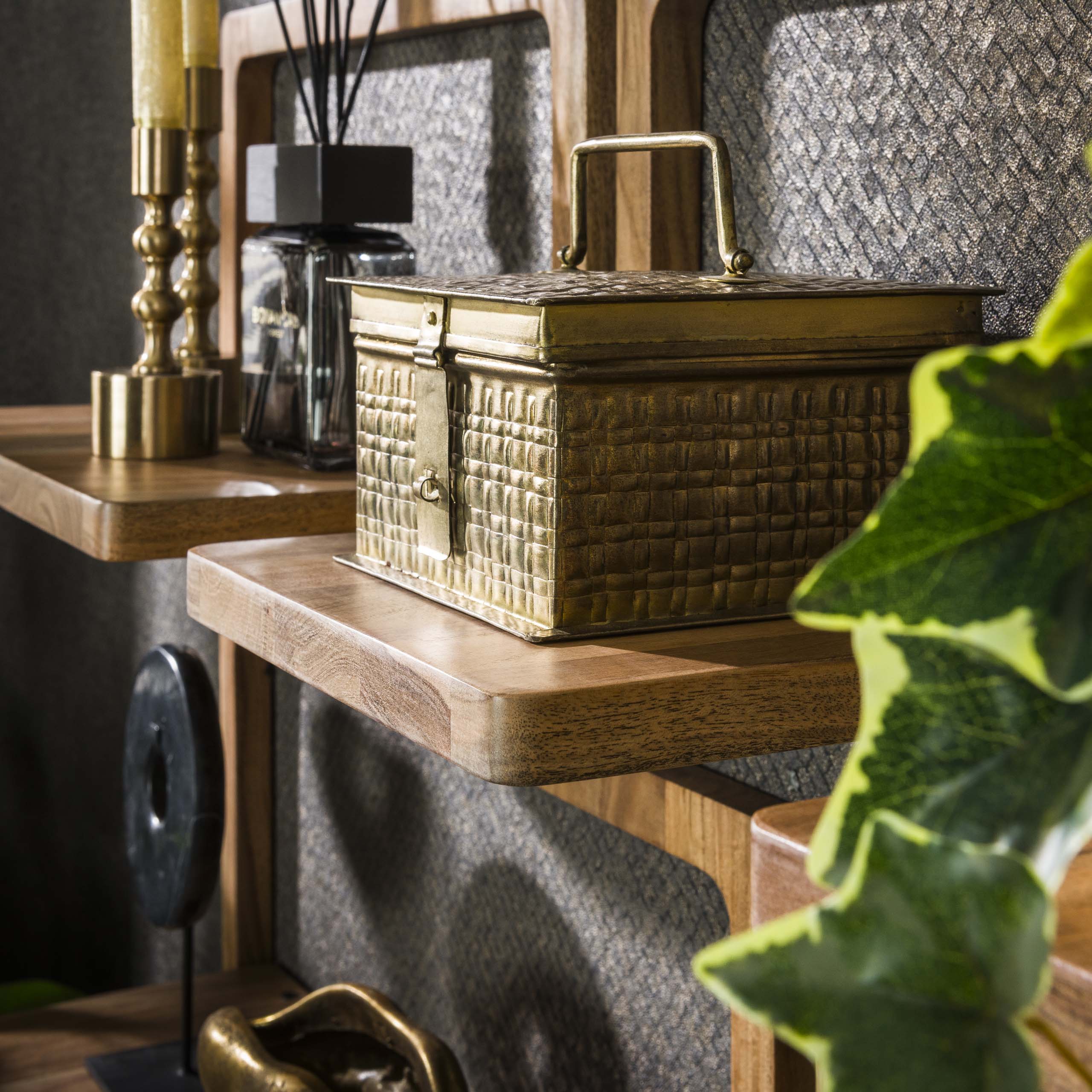 Wandregal-Set/5 kurvig / Massive Akazie natur