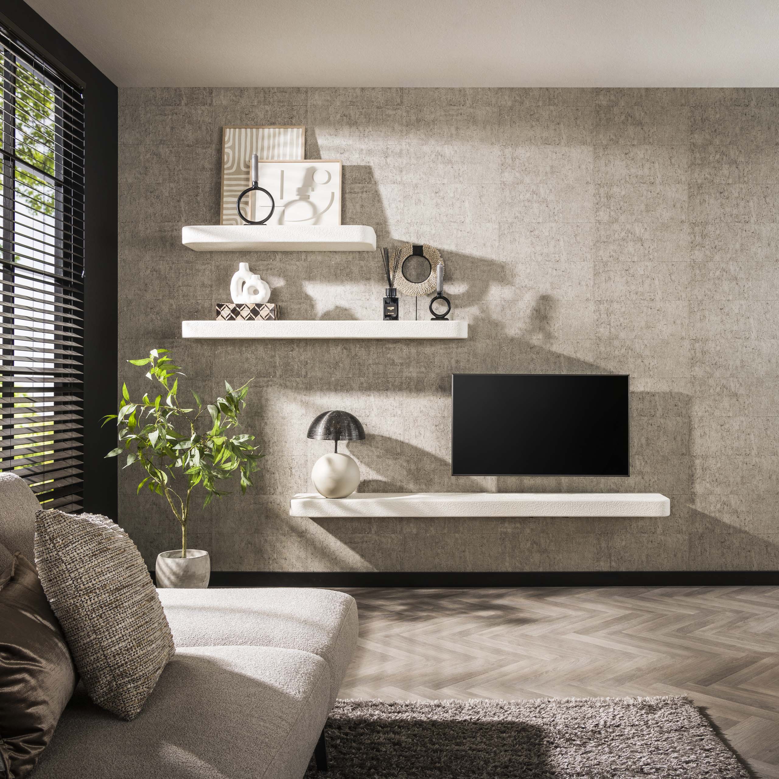 Wandregal 100 cm Stein/Marmor-Verbundwerkstoff