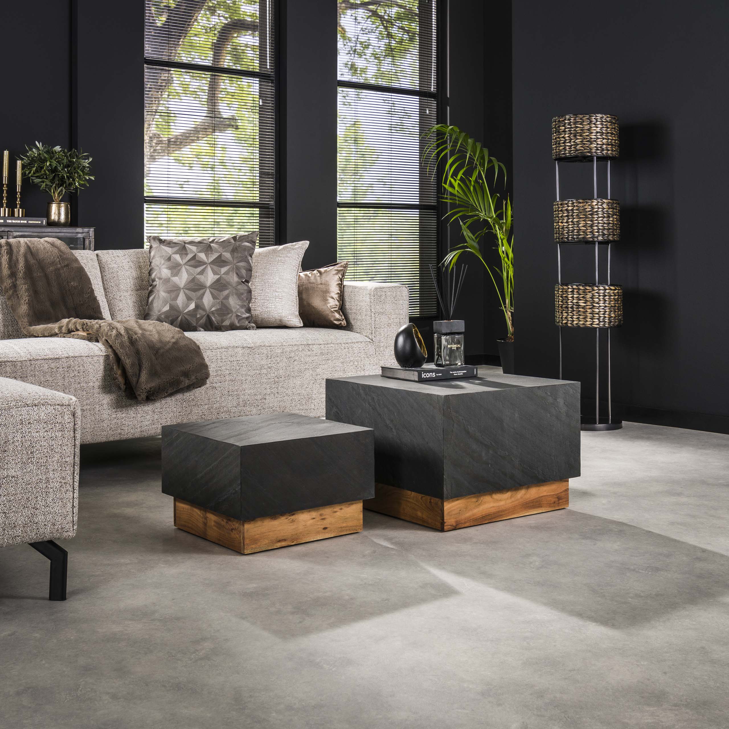 Couchtisch Blox Slate 2er-Set - Schiefer