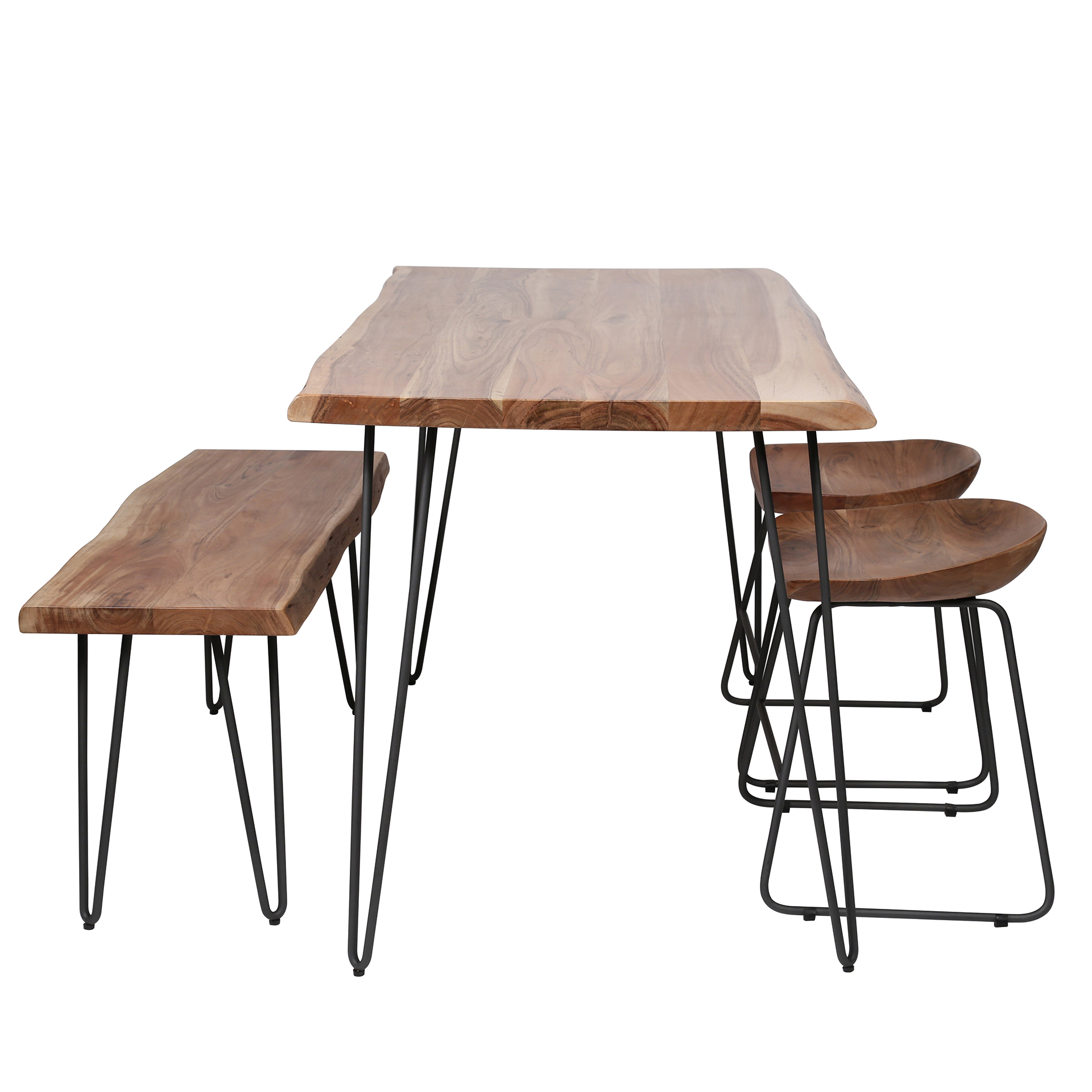 Esszimmertischkante 130 / Massive Akazie natur