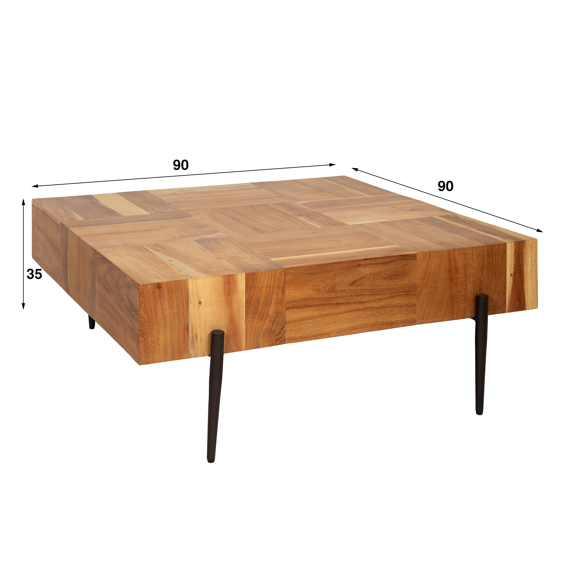 Couchtisch Blocks 90x90 - Massive Akazie natur