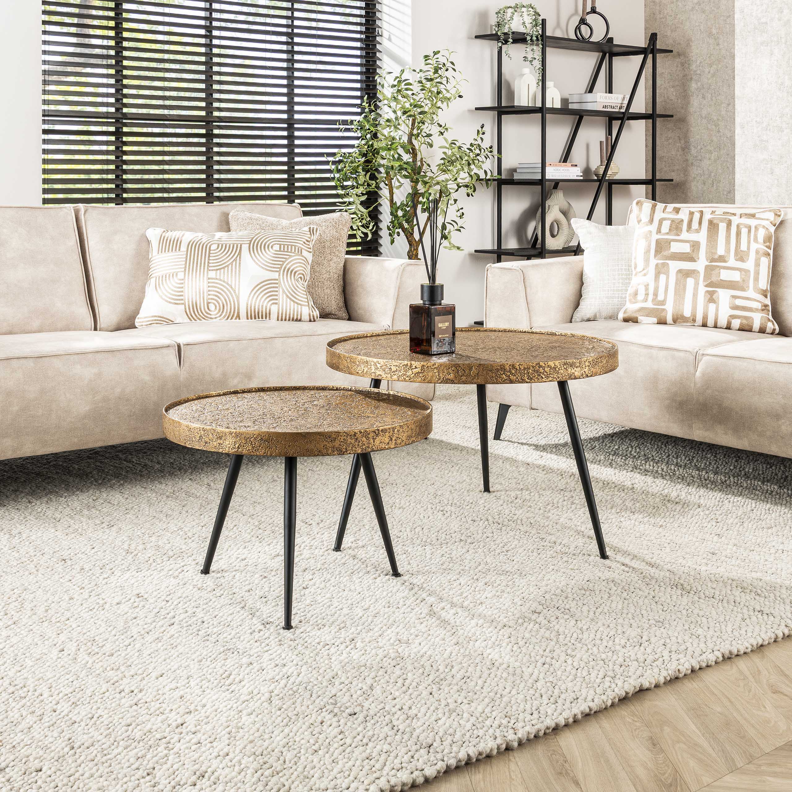 Couchtisch Acier Gold Ø55 Set/2