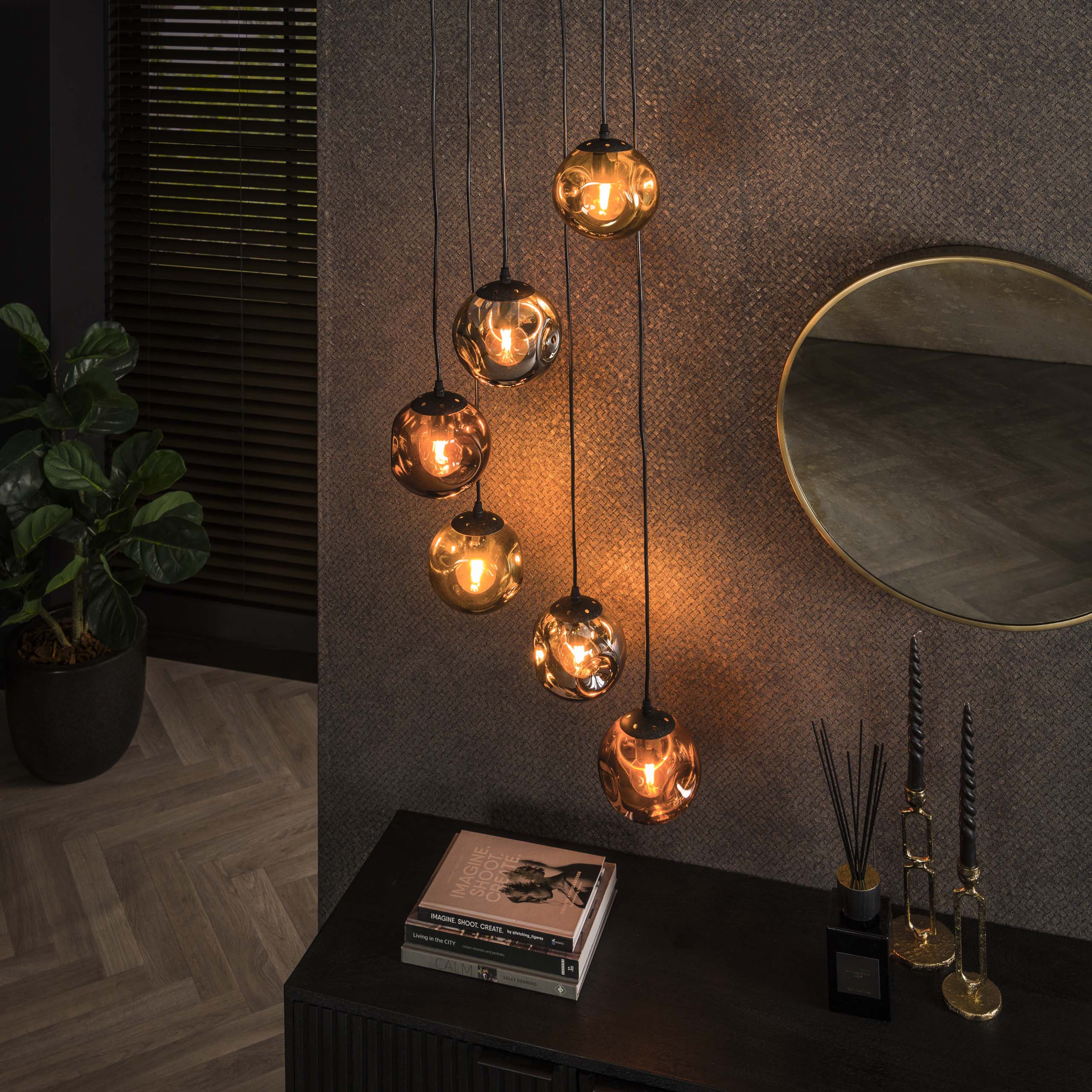 Hängelampe Stellar gestuft 6-flammig Artic schwarz