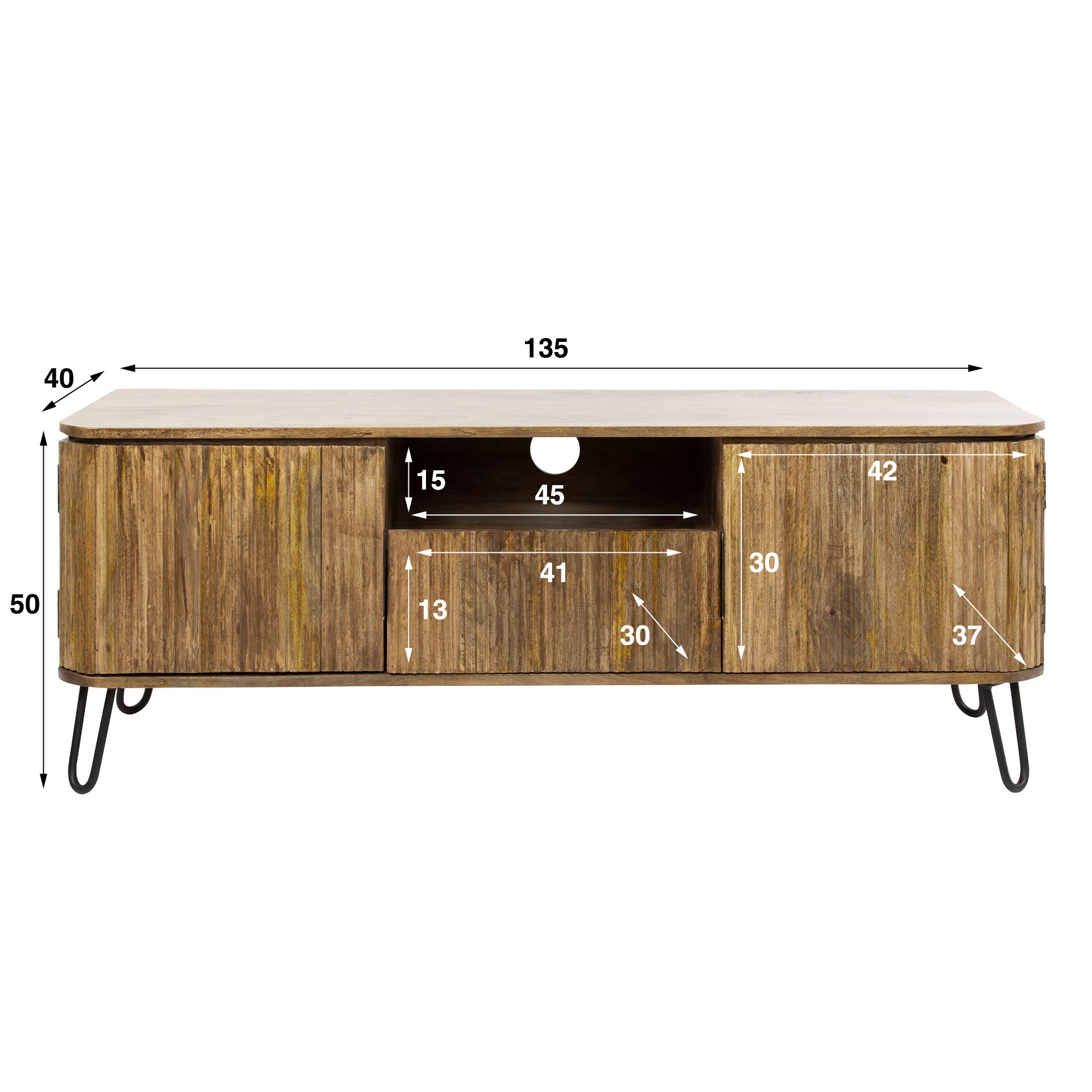 TV-Schrank Wave 1 Schublade 2 Türen – Massiver Mangosand