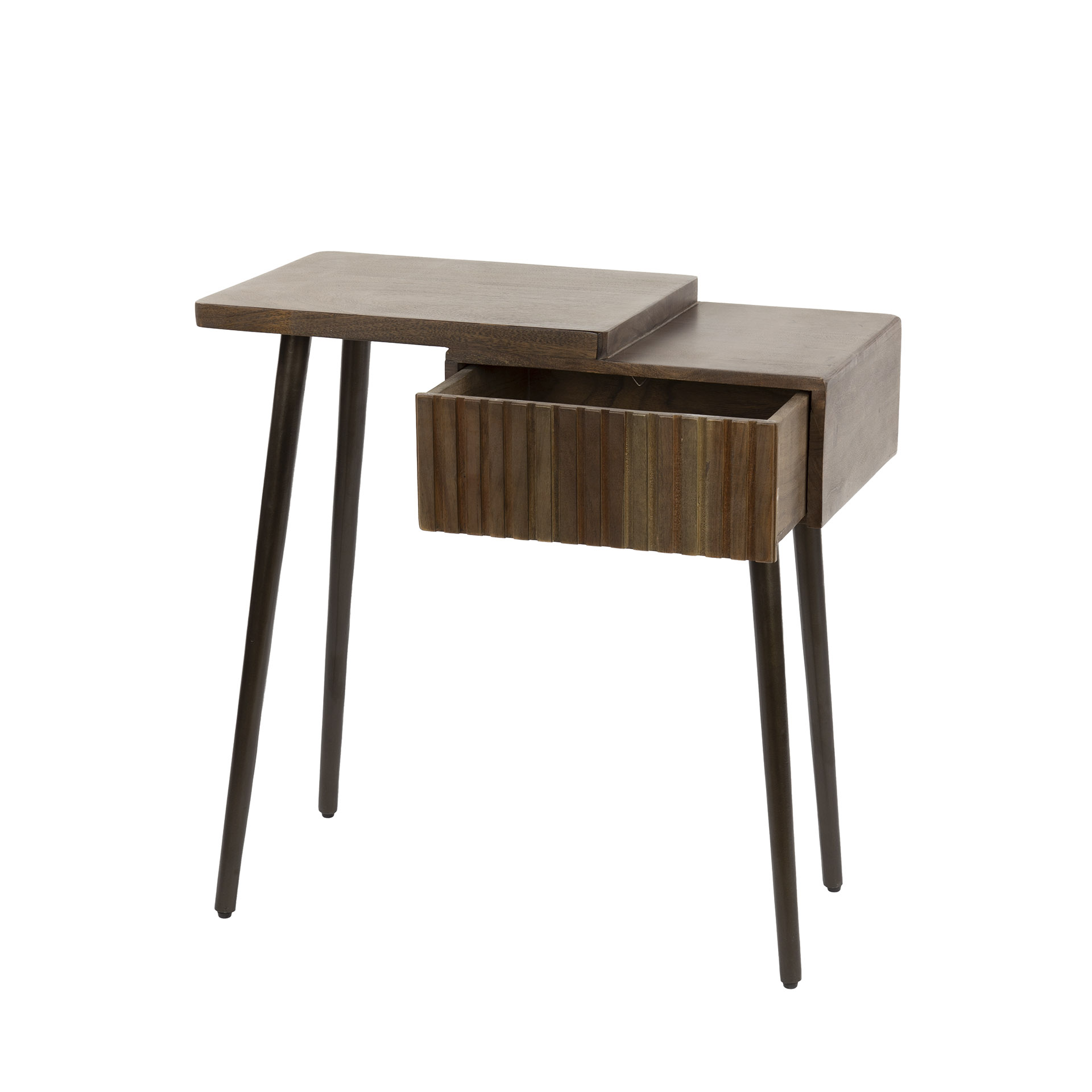 Nachttisch Carve 1 Schublade links – Massive Akazie braun