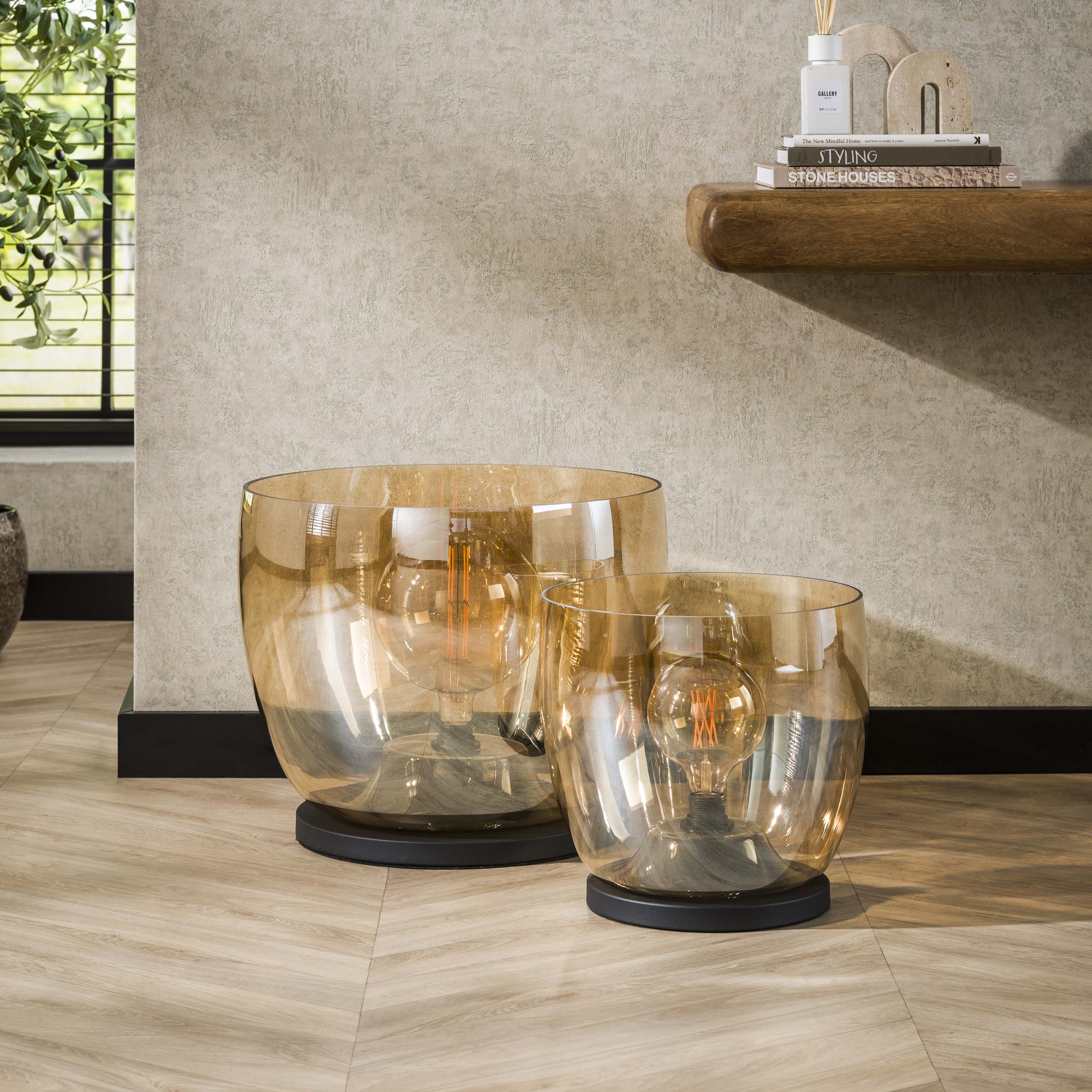 Stehleuchte UP XXL 1-flammig - Braunglas