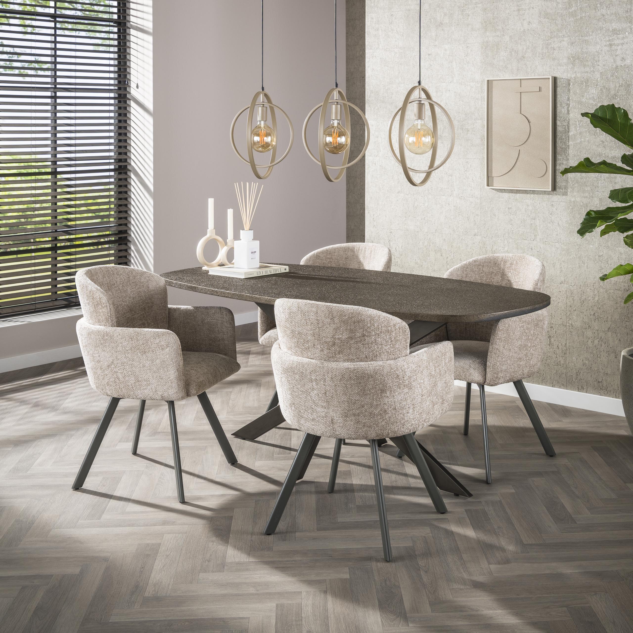 Bronvik Dänischer ovaler Esstisch 180 cm – Bronze Liquid Metal