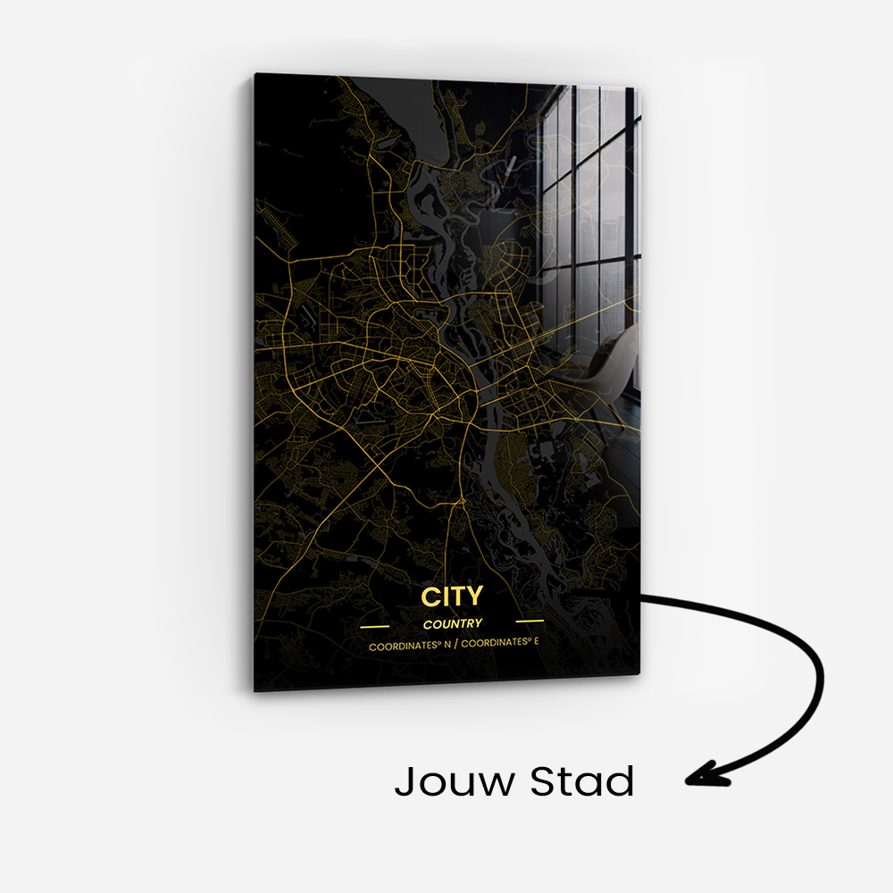 Custom Golden City Map – Glass