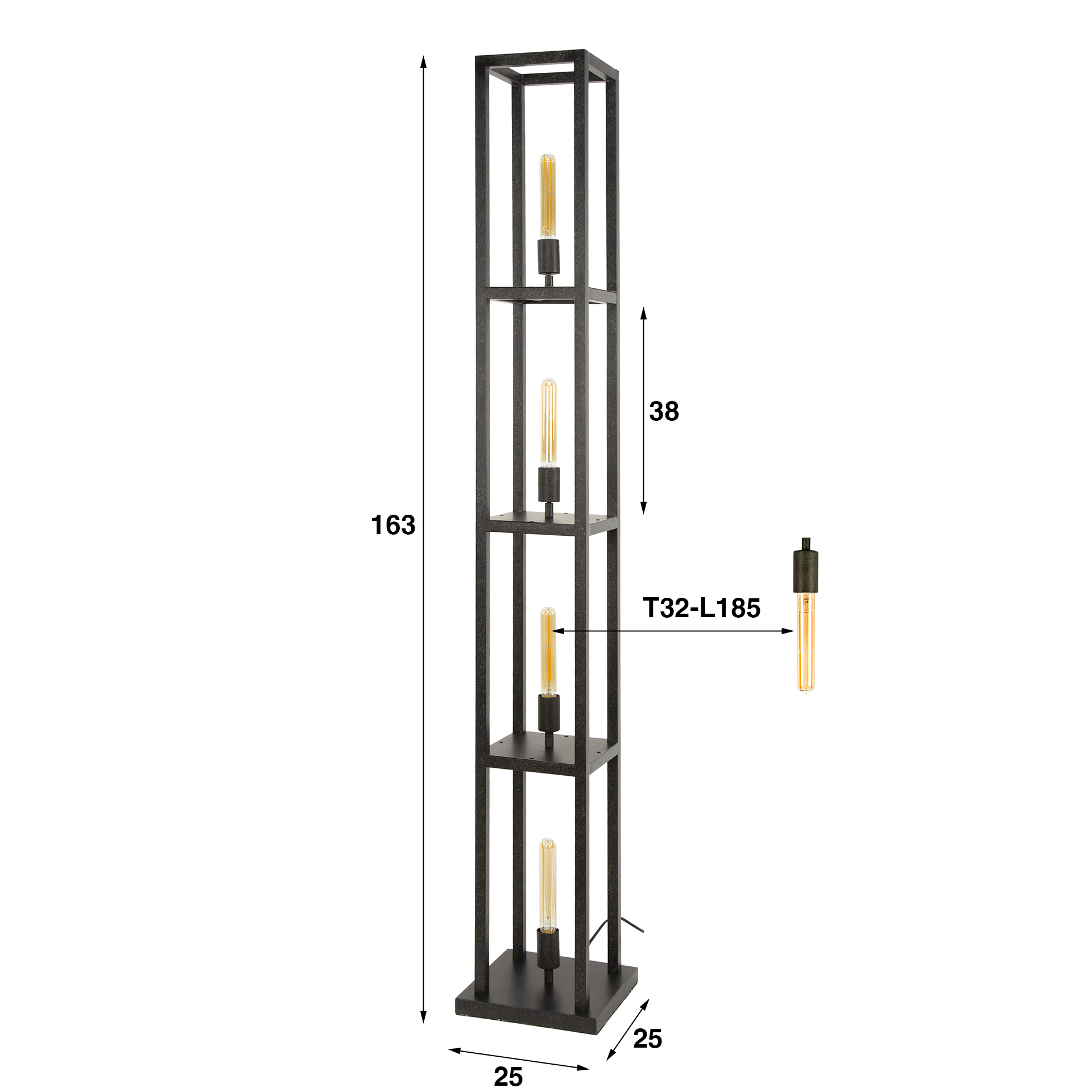 Stehleuchte Quadra 4-flammig – Artic Schwarz