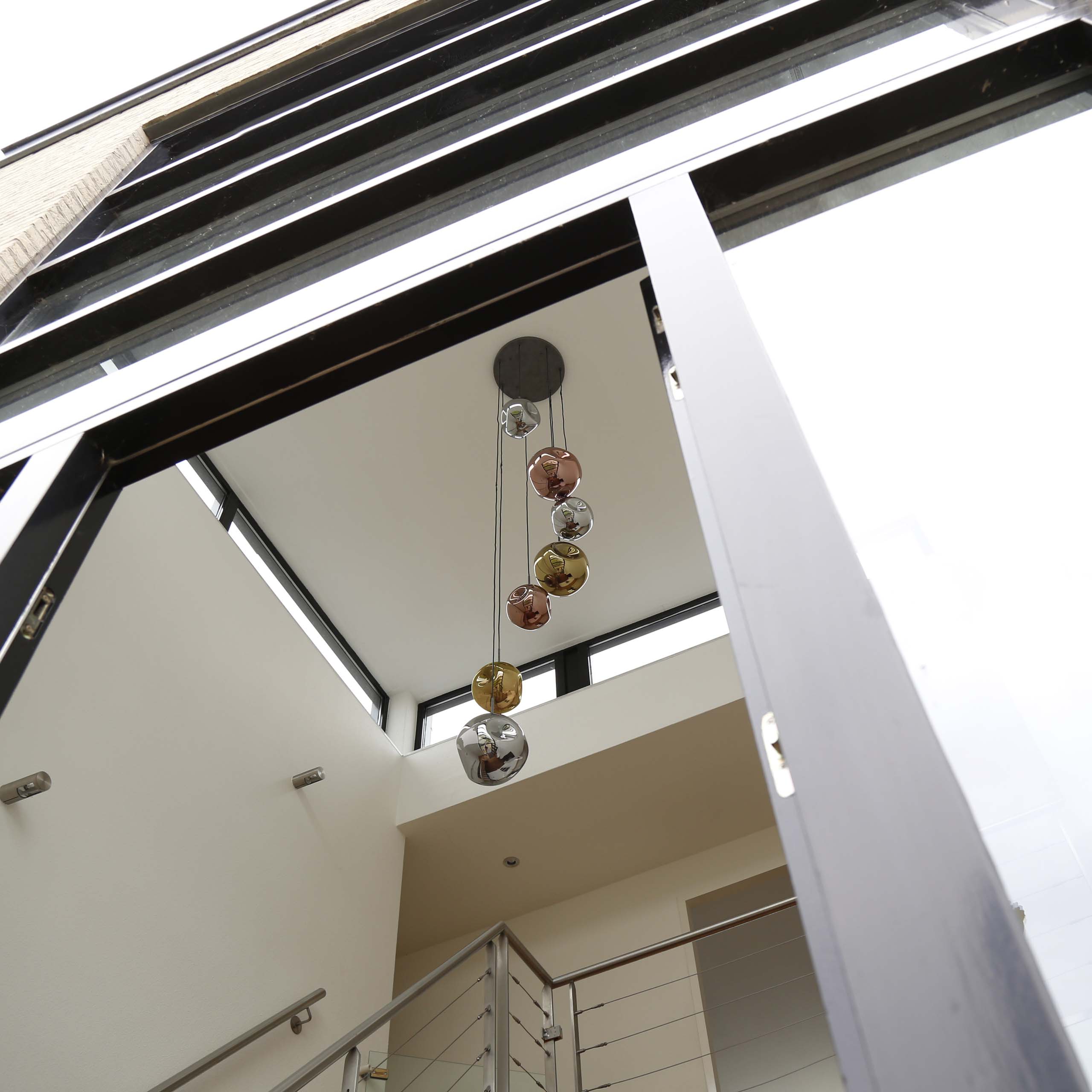 Hängelampe 7L gestuft stellar / Altsilber