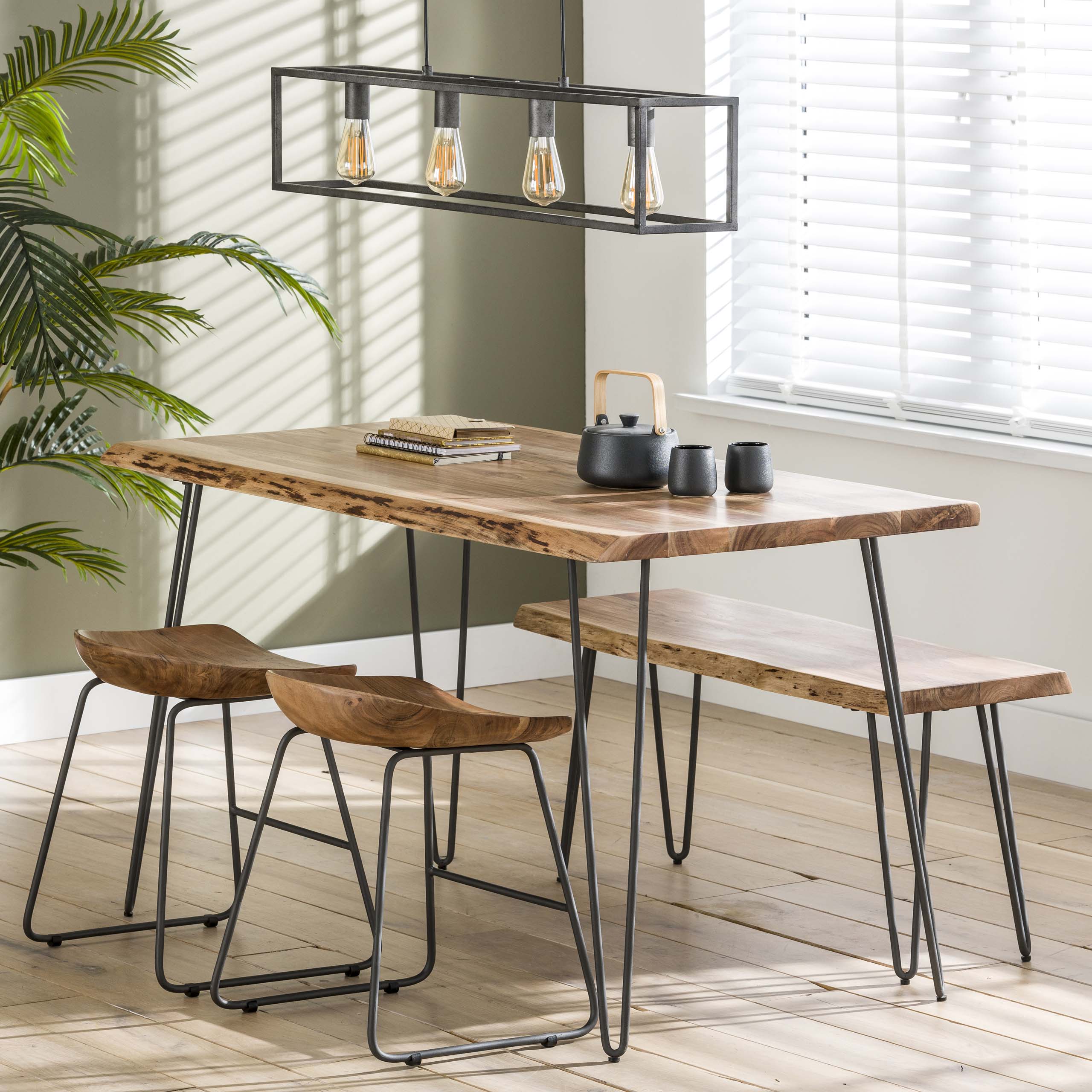 Esszimmertischkante 130 / Massive Akazie natur