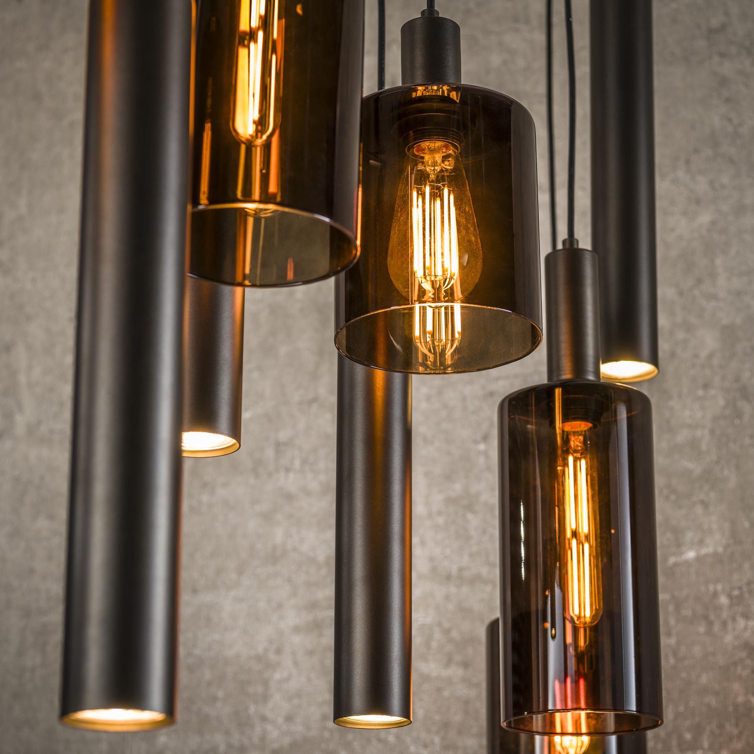 Hängelampe Sepiora 5+4 Lichter - Siennabraun