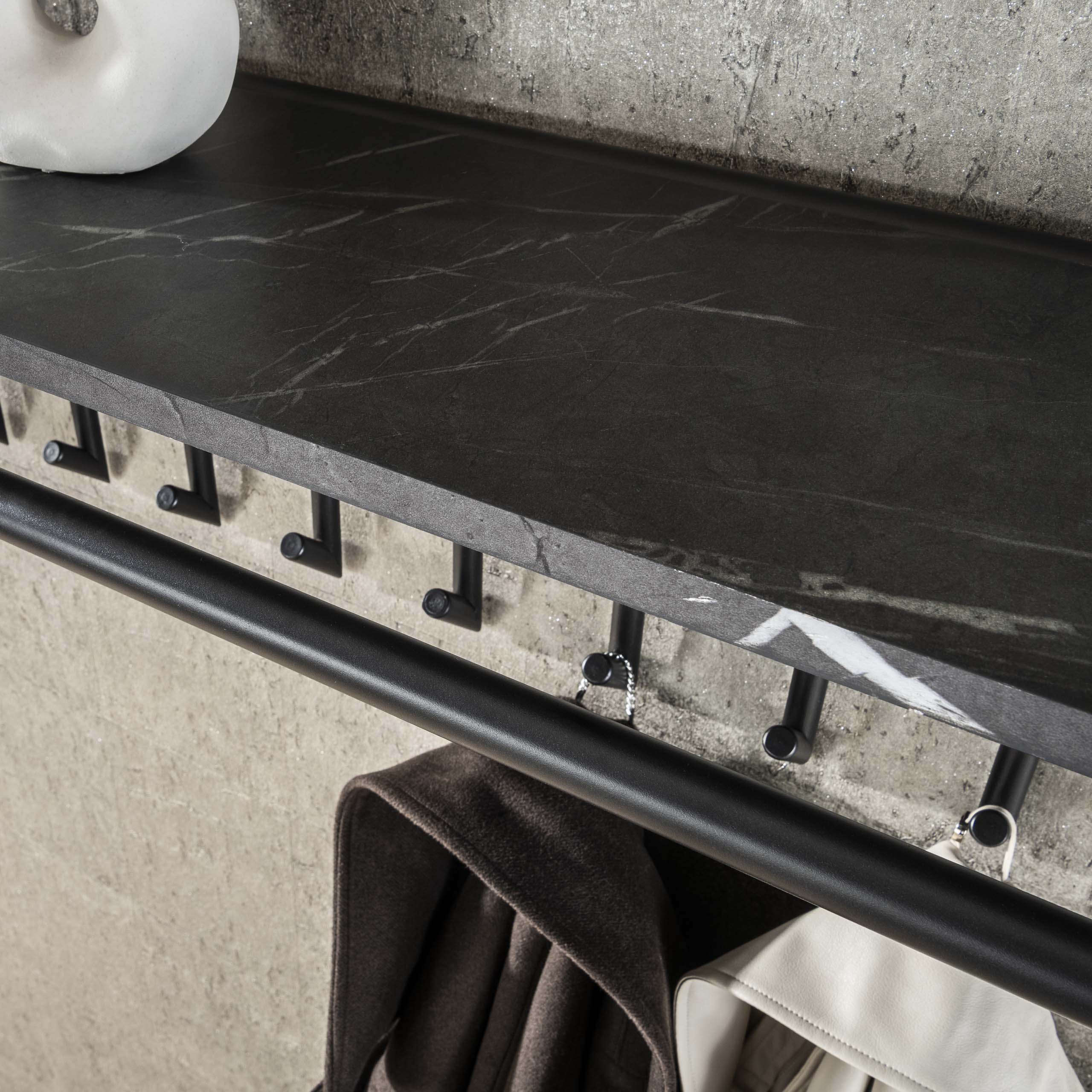 Garderobe Tenaro Stange & Hutablage 10 Haken – Graphit
