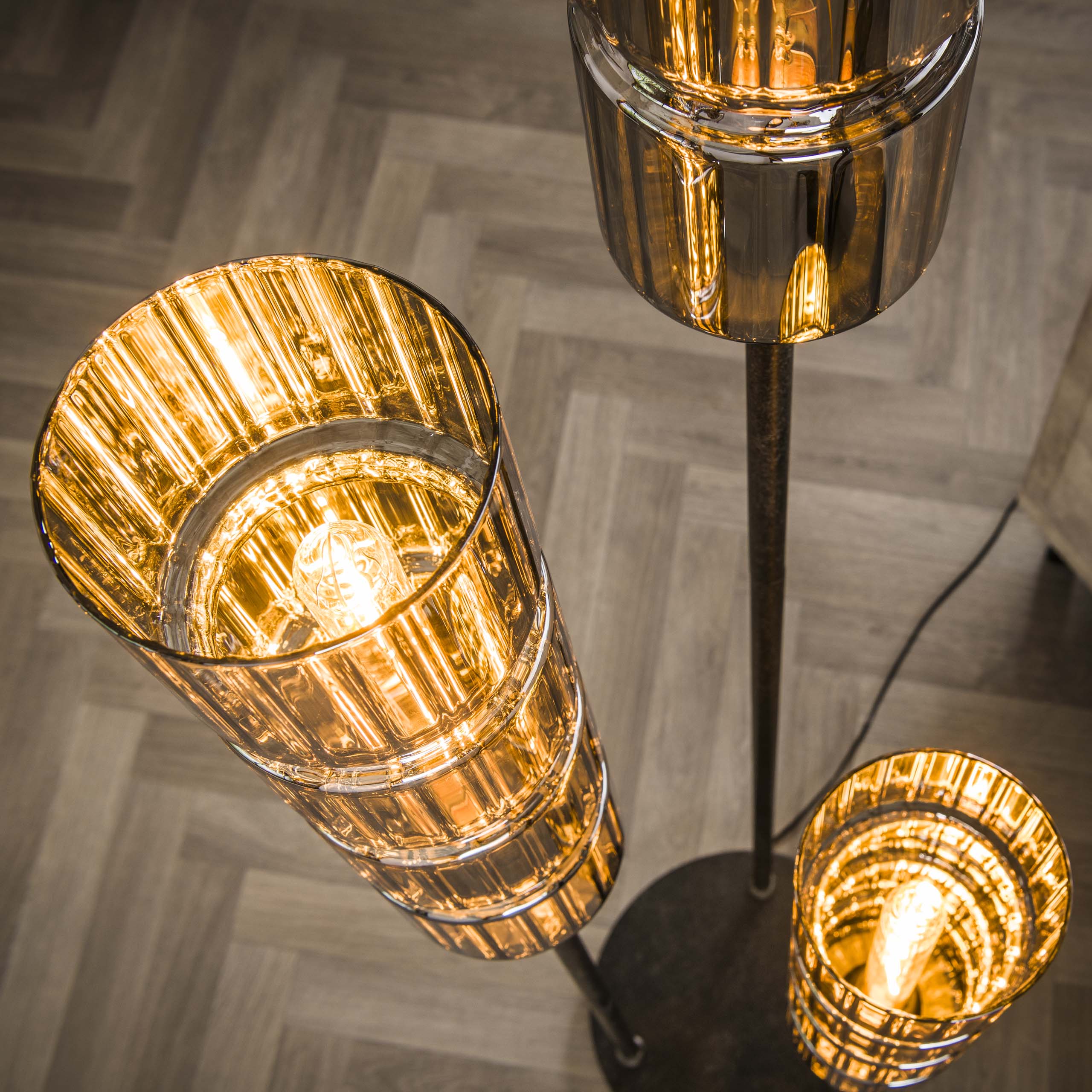 Stehleuchte 3L Stufenzylinderglas / Artic schwarz