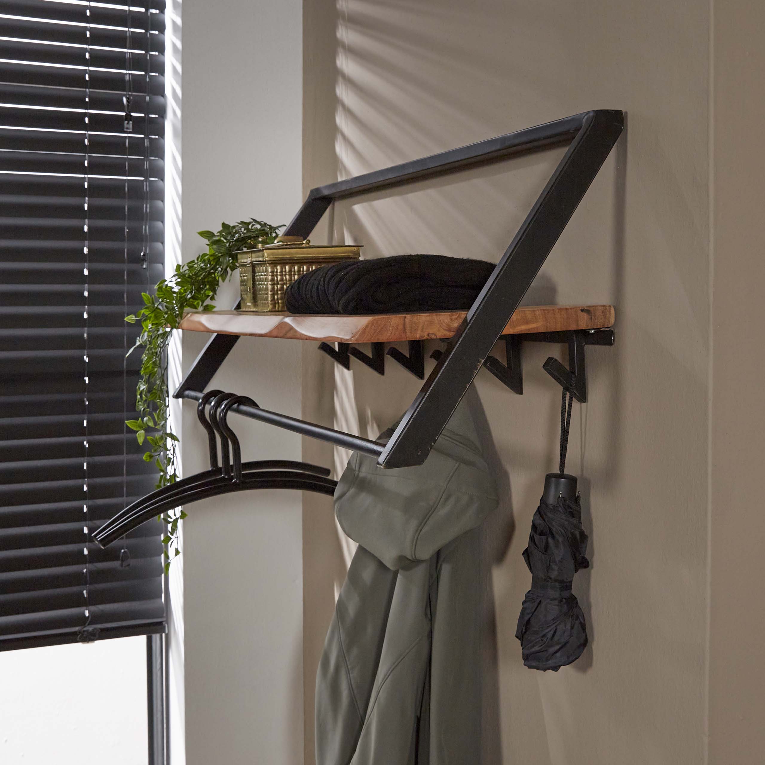 Garderobenständer Lean – 6 Haken – Massive Akazie