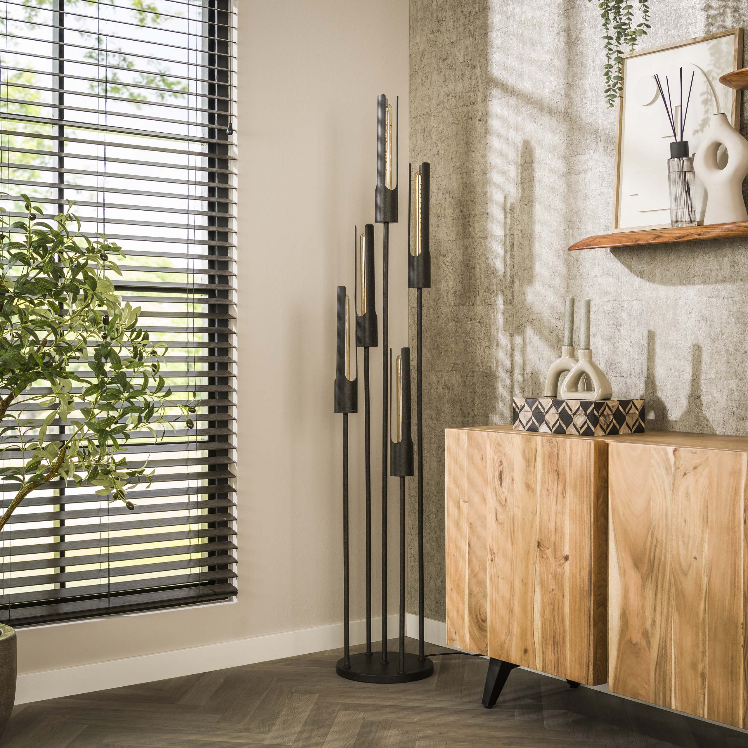 Stehleuchte 5L Stufenrohr / Artic schwarz