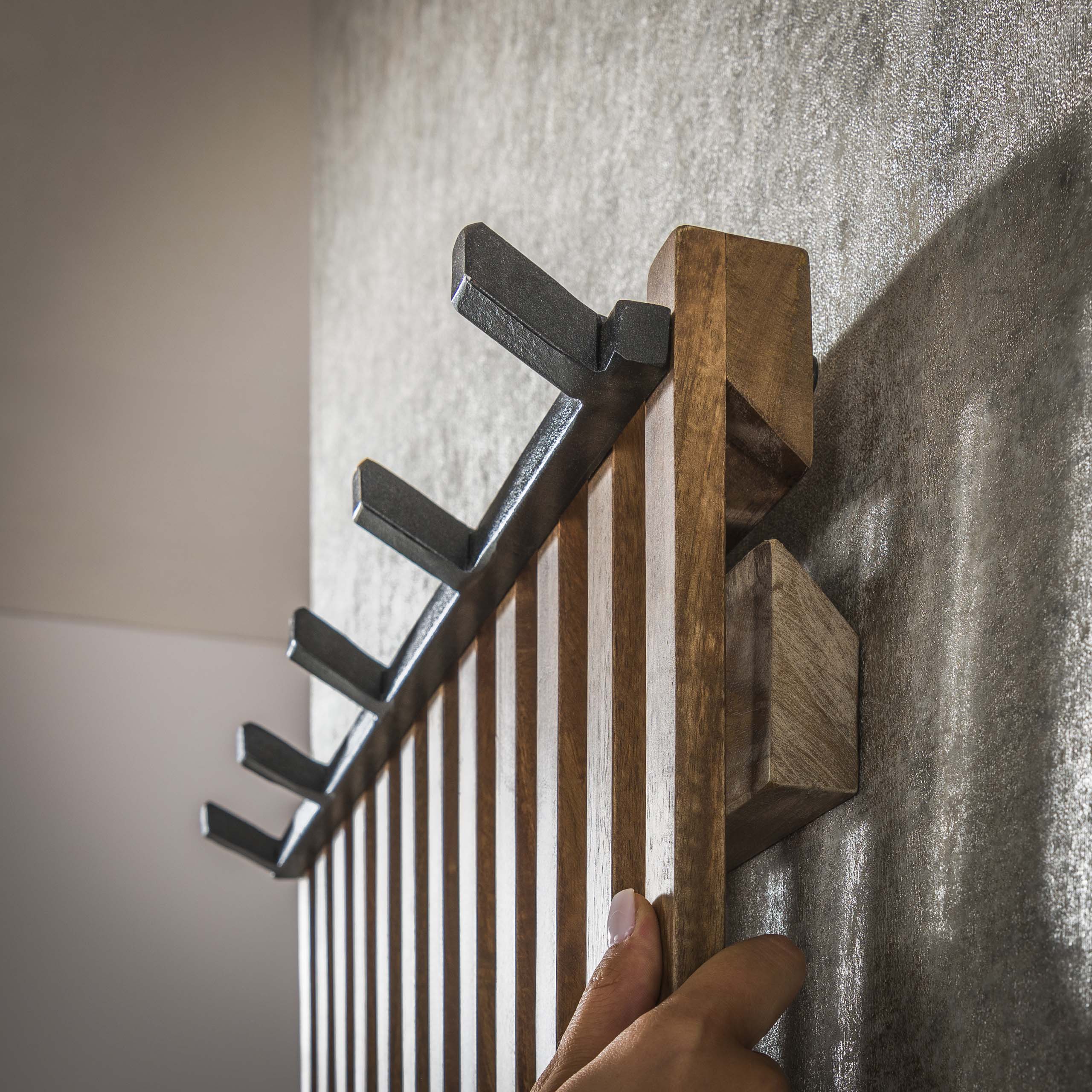 Garderobenständer 14 Haken Tweak / Solide Mango-Sandfarbe