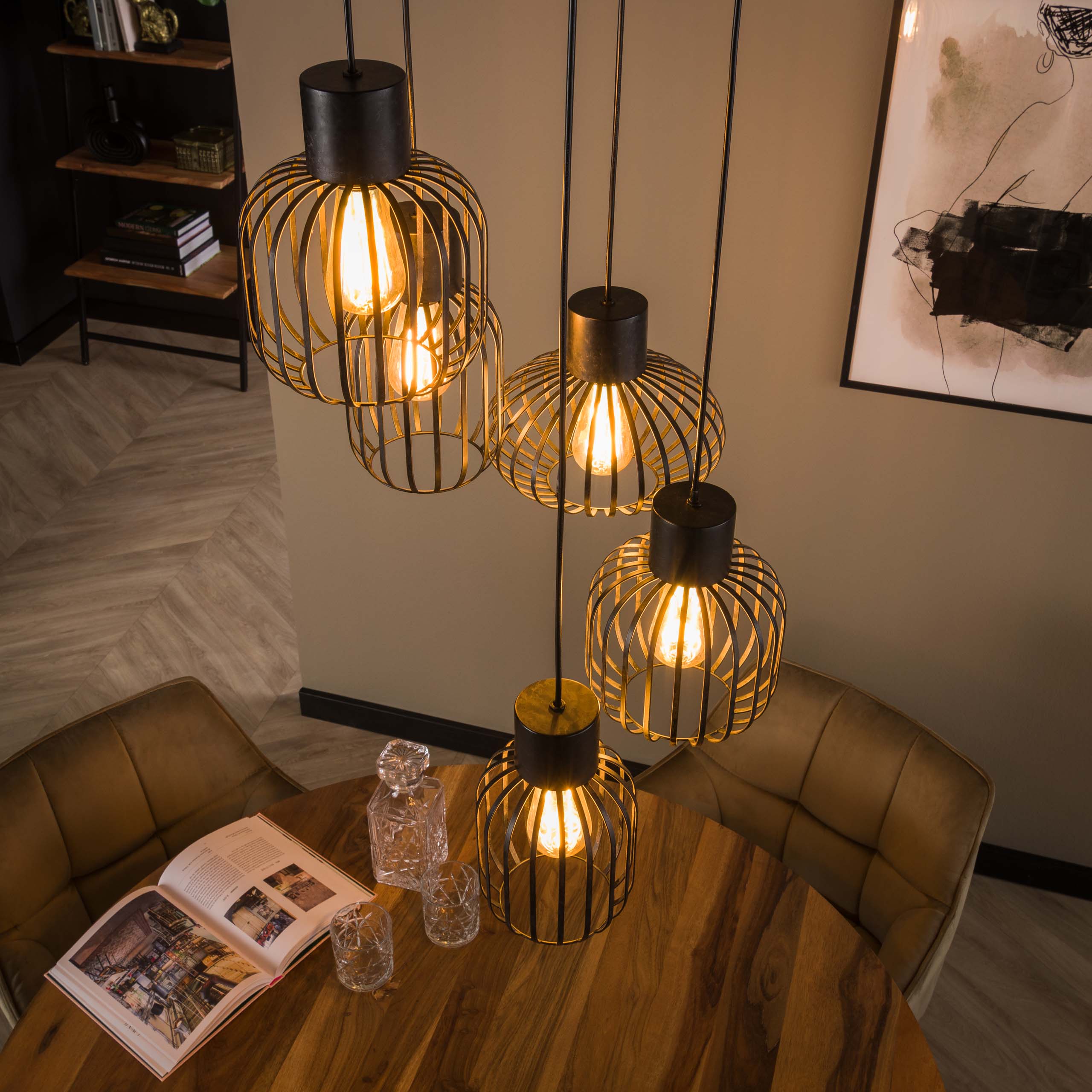 Hängelampe 5L Stufenmix Metall/Anthrazit